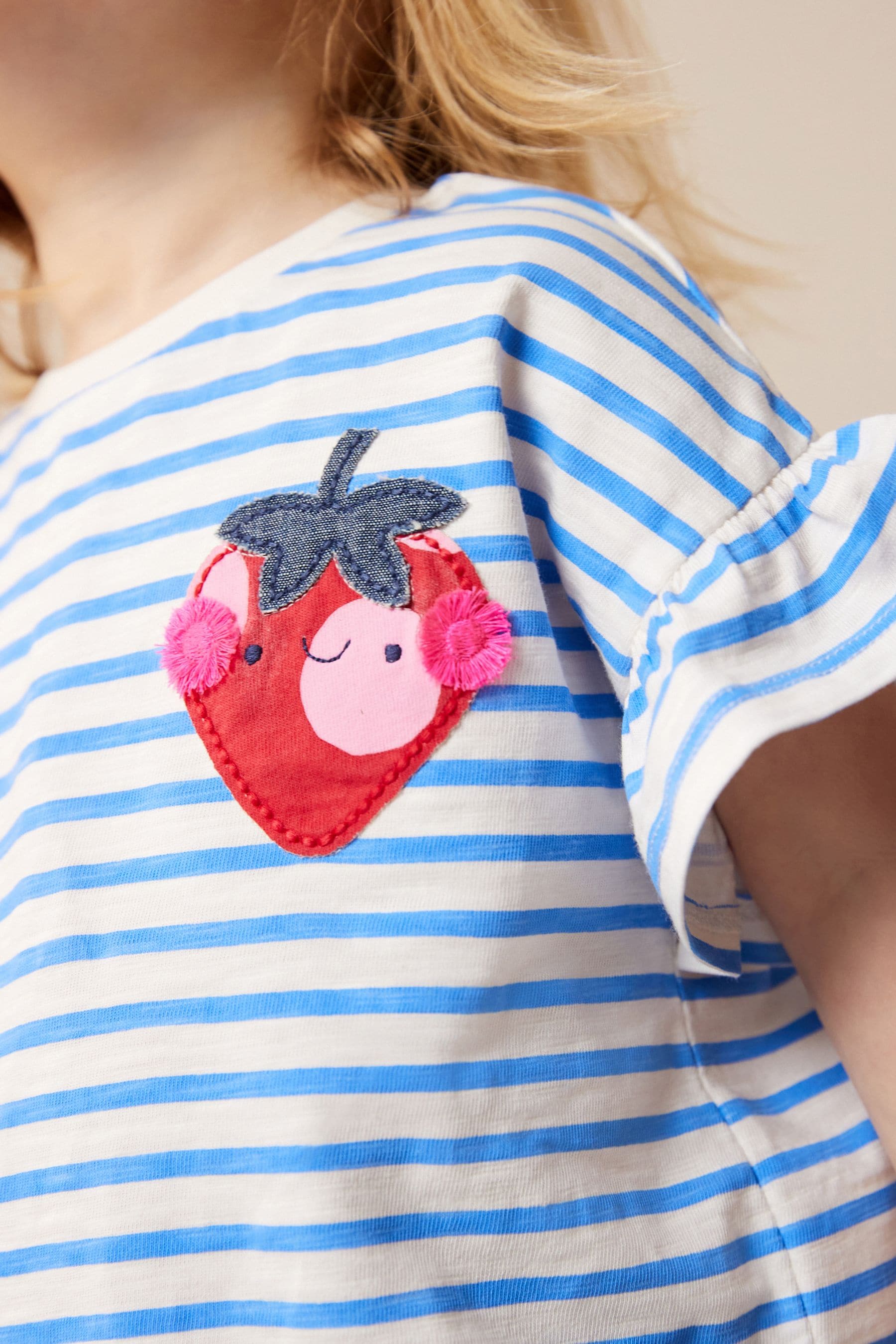 Blue Stripe Strawberry Short Sleeve T-Shirt (3mths-7yrs)