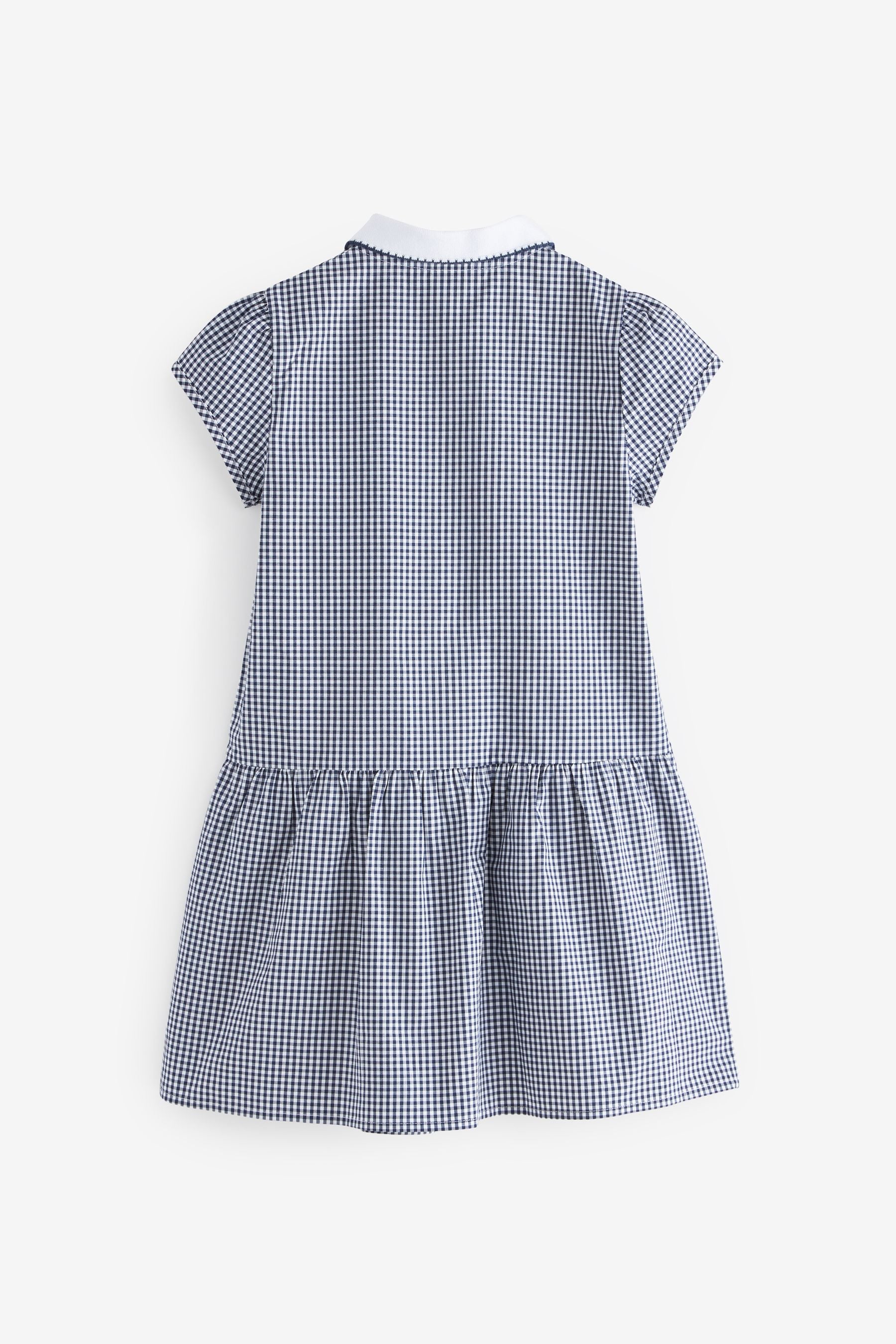 Navy Blue Cotton Rich School Gingham Zip Dress (3-14yrs)