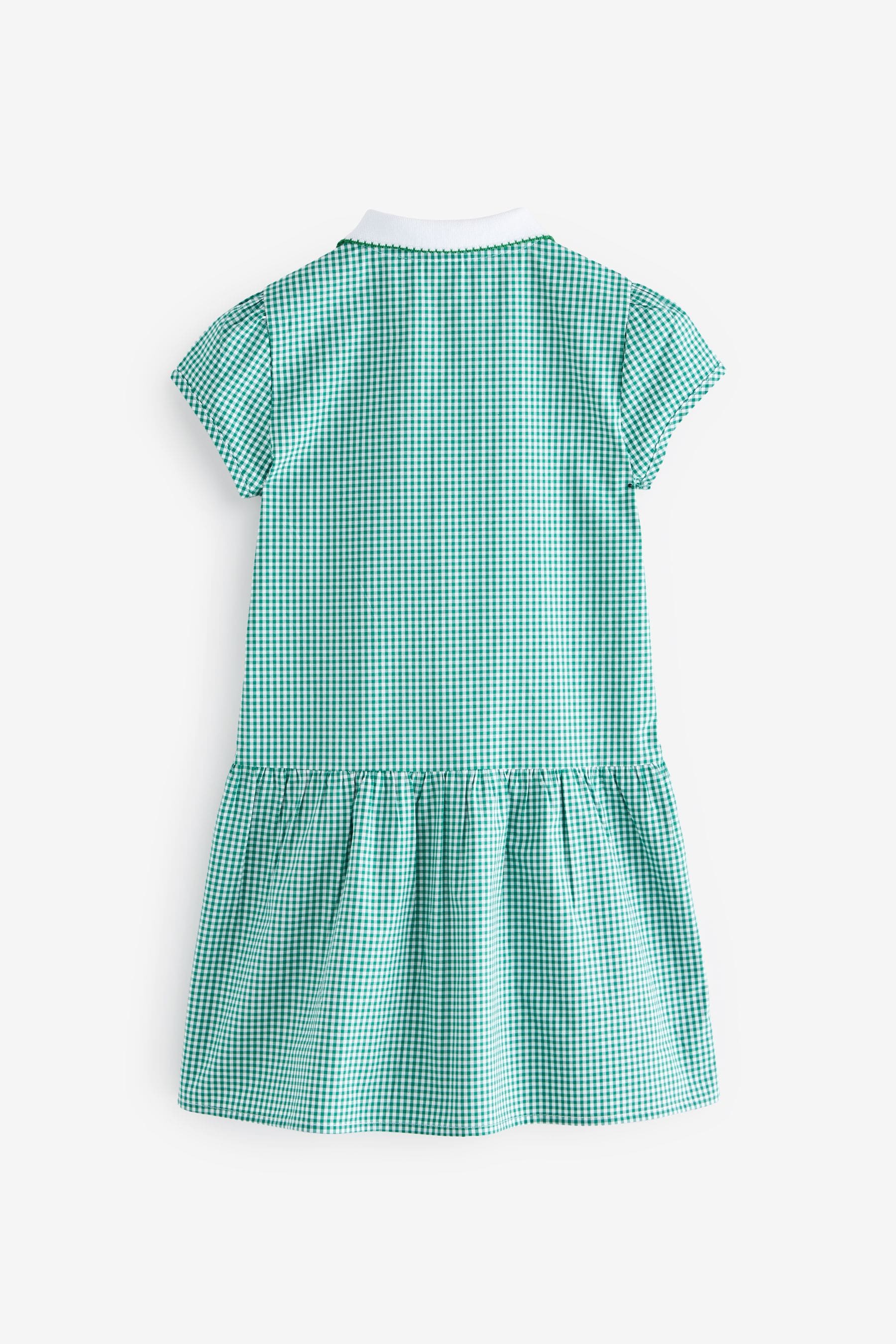 Green Cotton Rich School Gingham Zip Dress (3-14yrs)