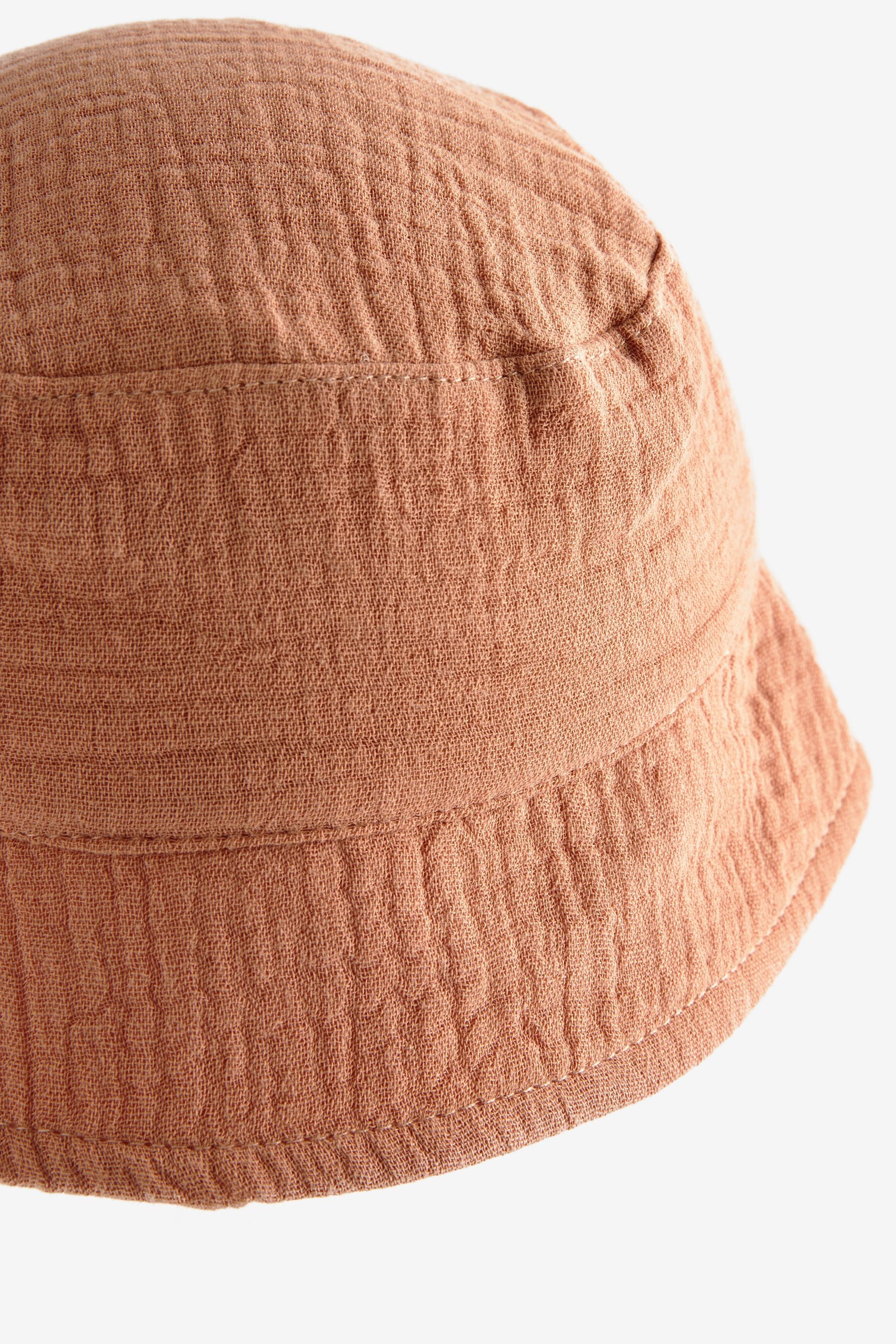 Tan Brown crinkle Baby Bucket Hat (0mths-2yrs)