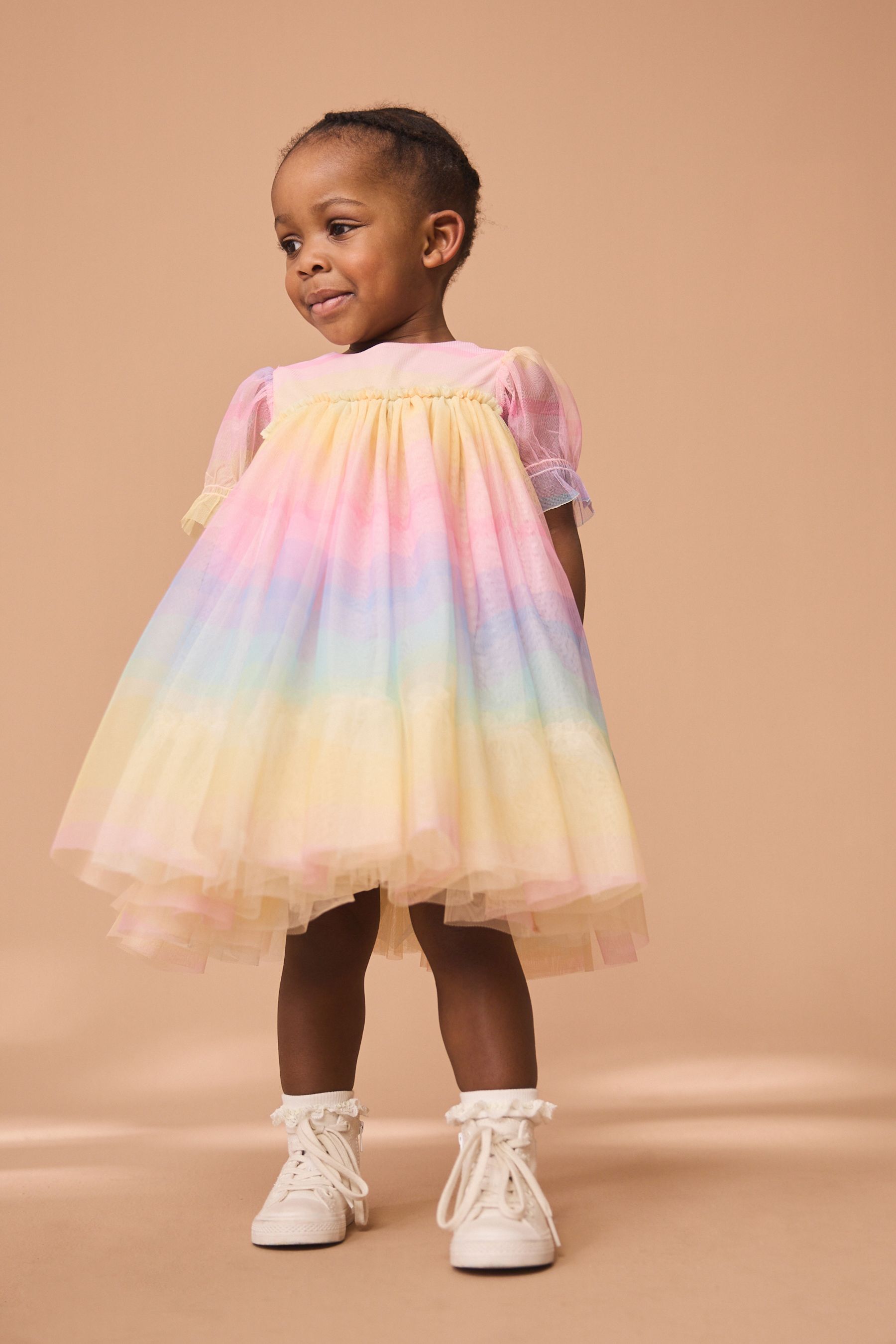 Multi Rainbow Mesh Dress 3mths 7yrs HappyBaby.eg