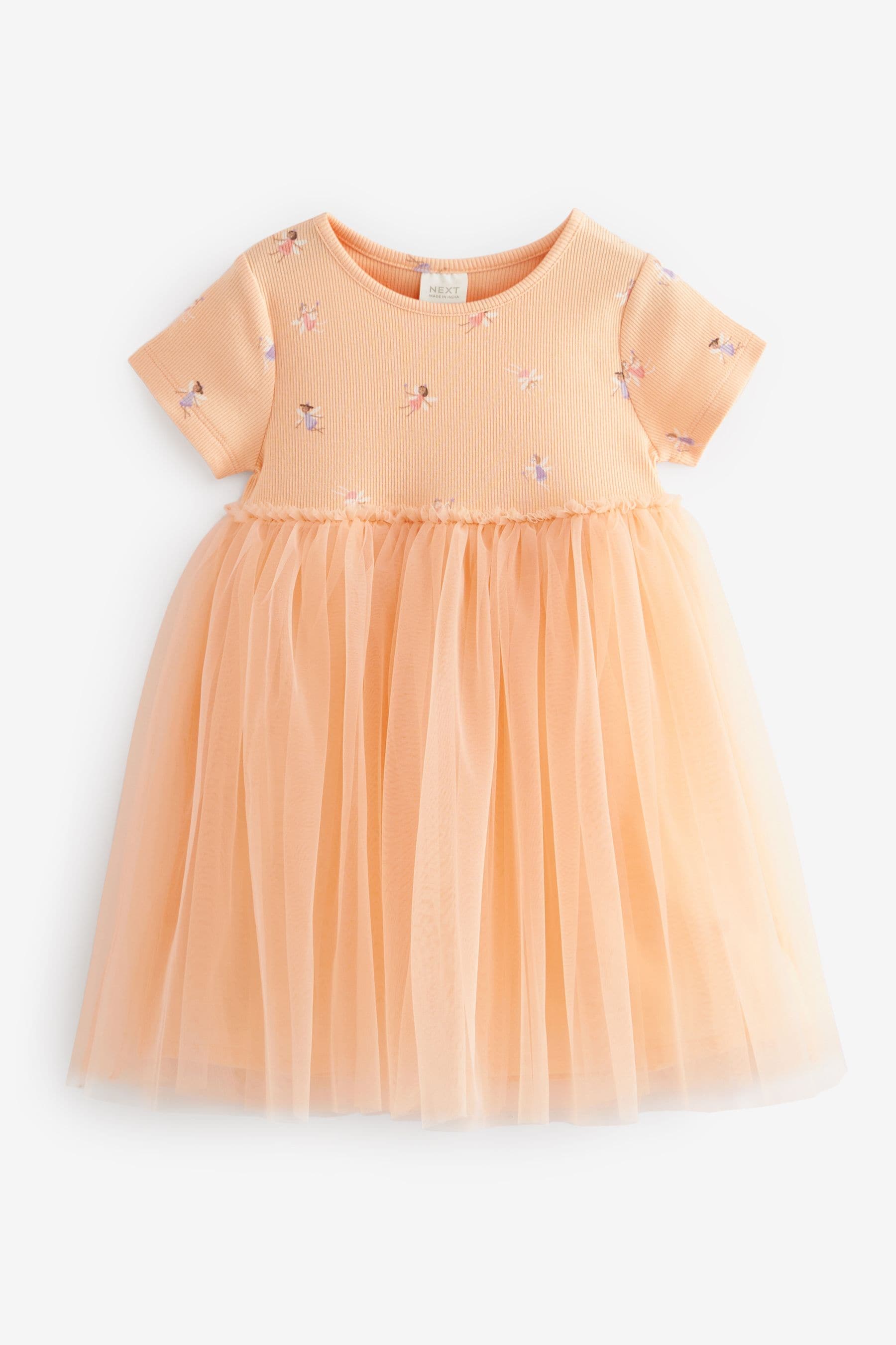 Pink Rib Mesh Dress (3mths-7yrs)