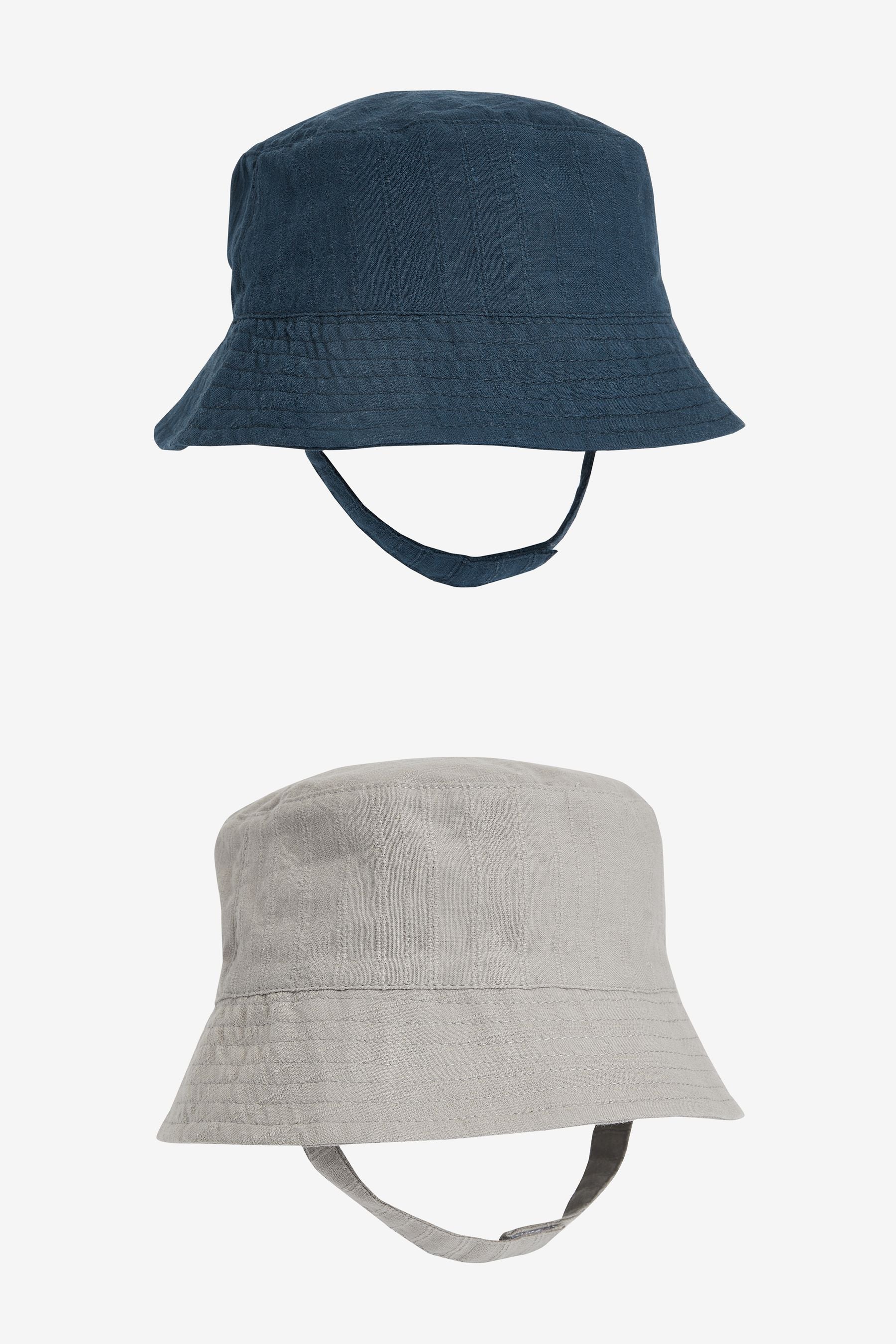 Navy Blue Baby Bucket Hats 2 Pack (0mths-2yrs)