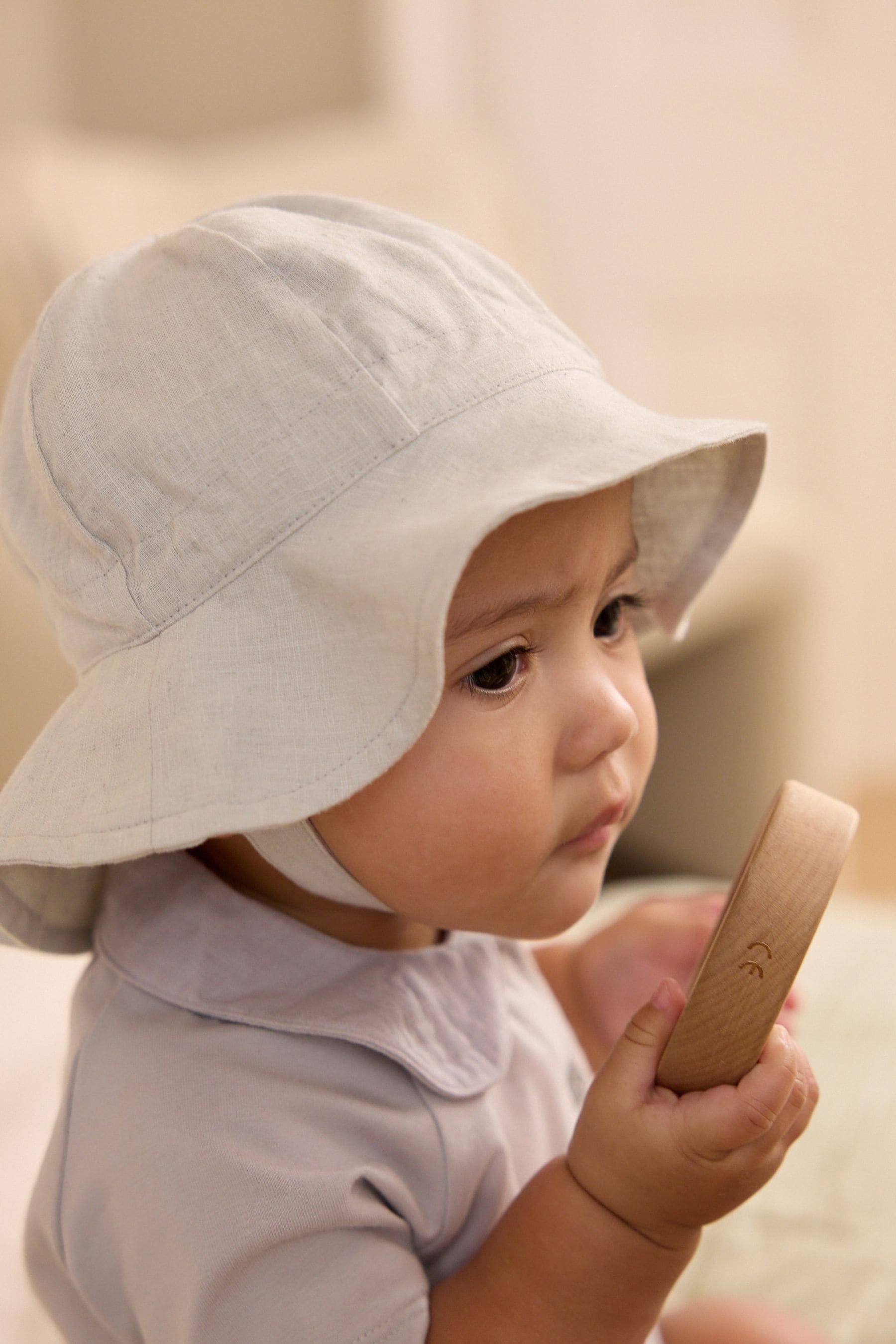 Sage Green Wide Brim Baby Hat (0mths-2yrs)