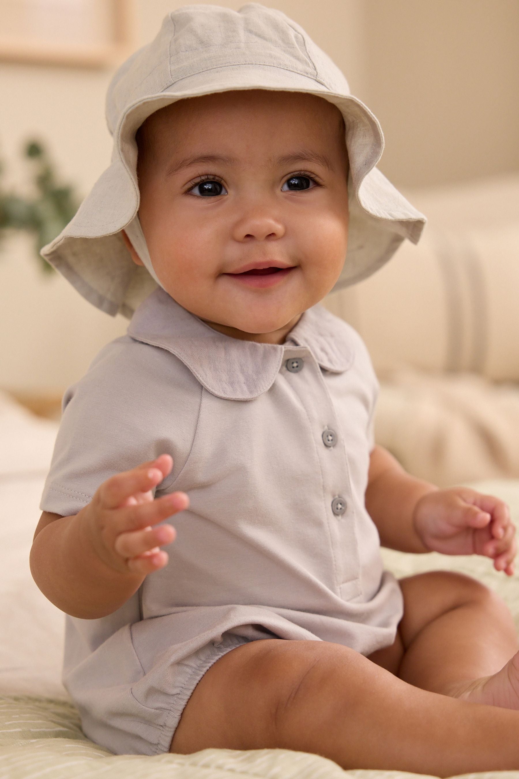 Sage Green Wide Brim Baby Hat (0mths-2yrs)