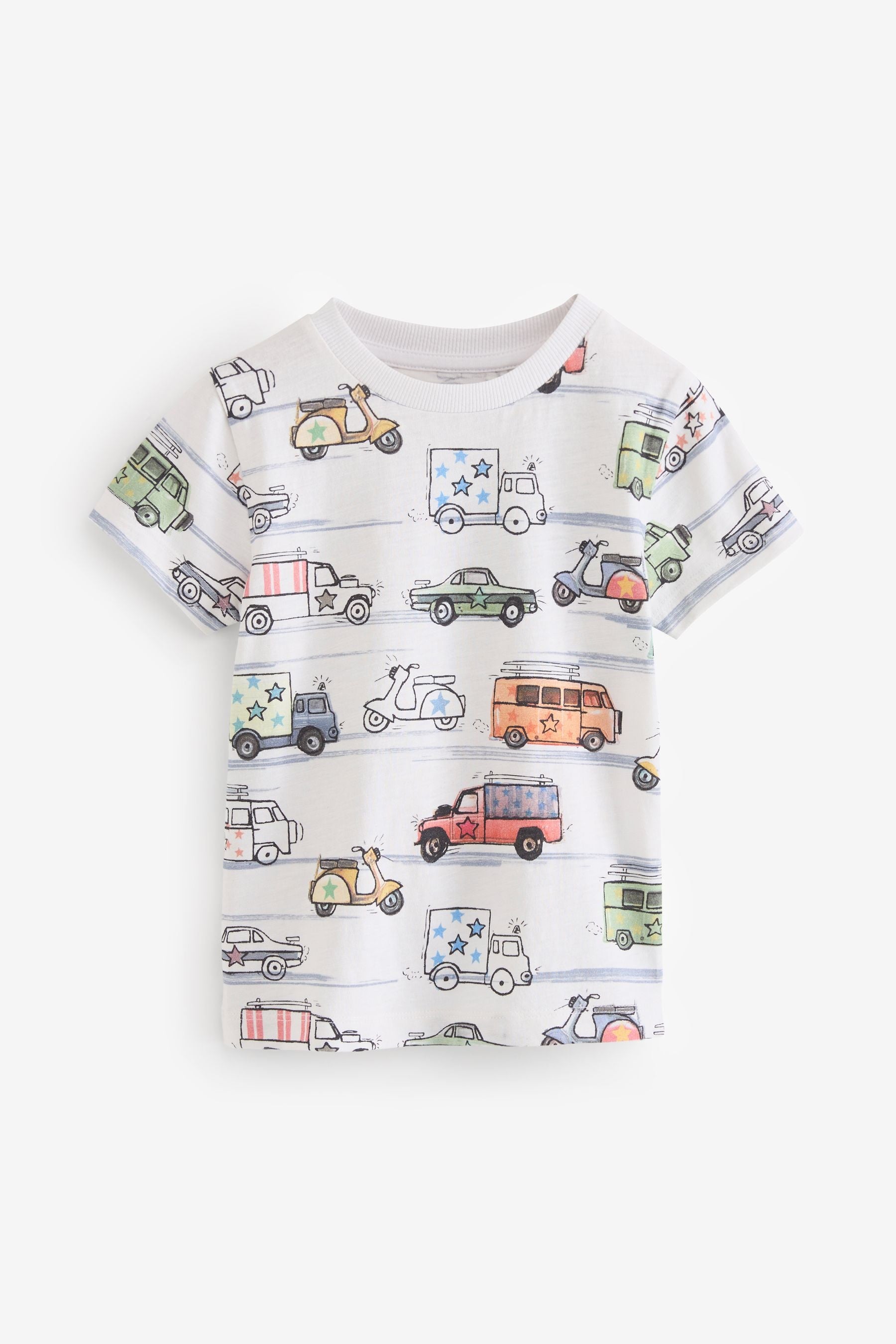 White Transport All-Over Print Short Sleeve T-Shirt (3mths-7yrs)