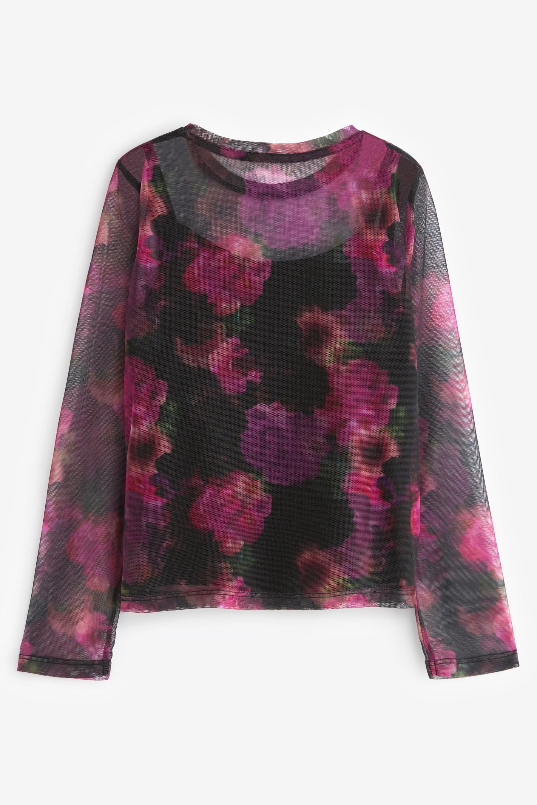 Purple Floral Long Sleeve Mesh Top With Cami (3-16yrs)