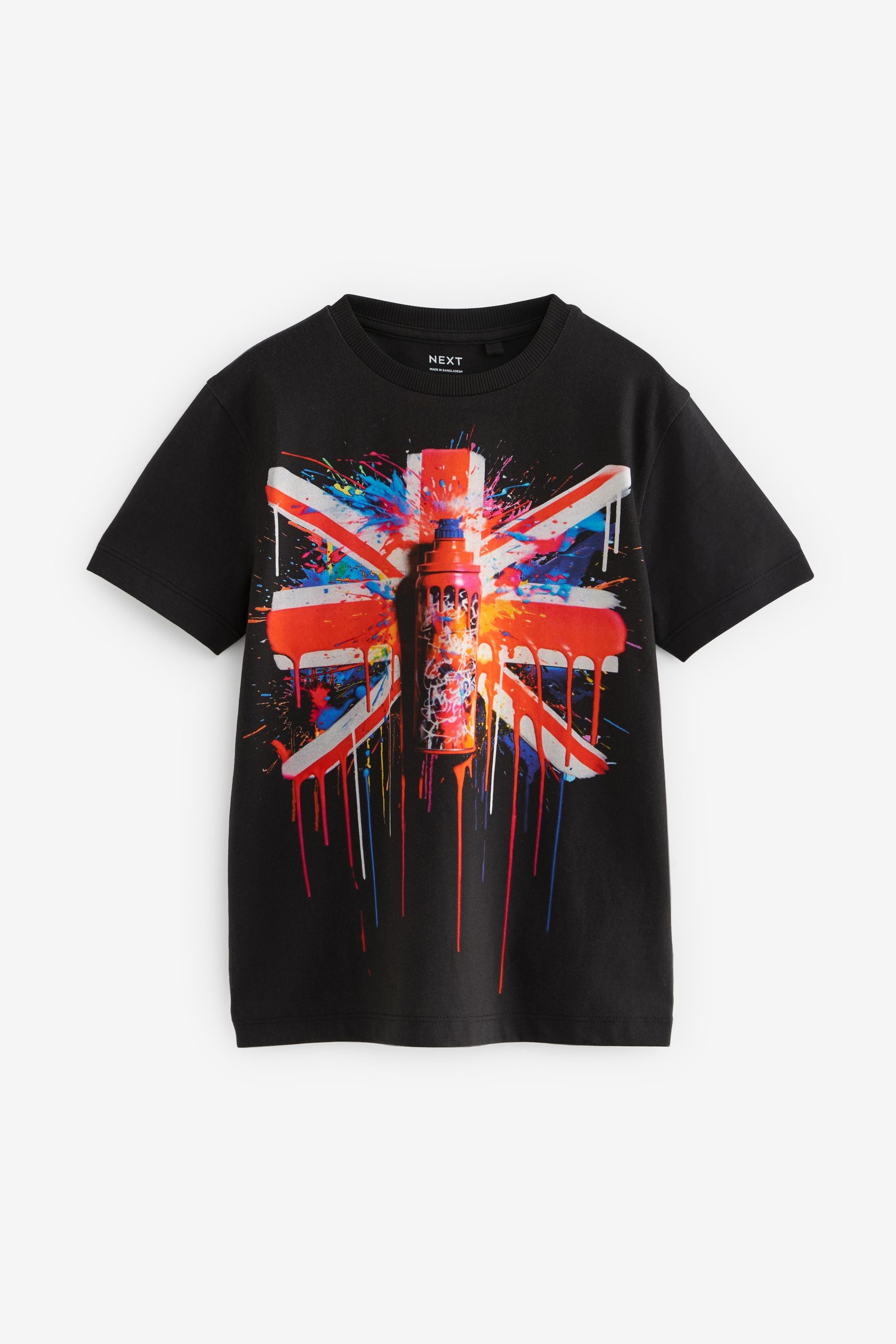 Black Union Jack Short Sleeve Graphic T-Shirt (3-16yrs)