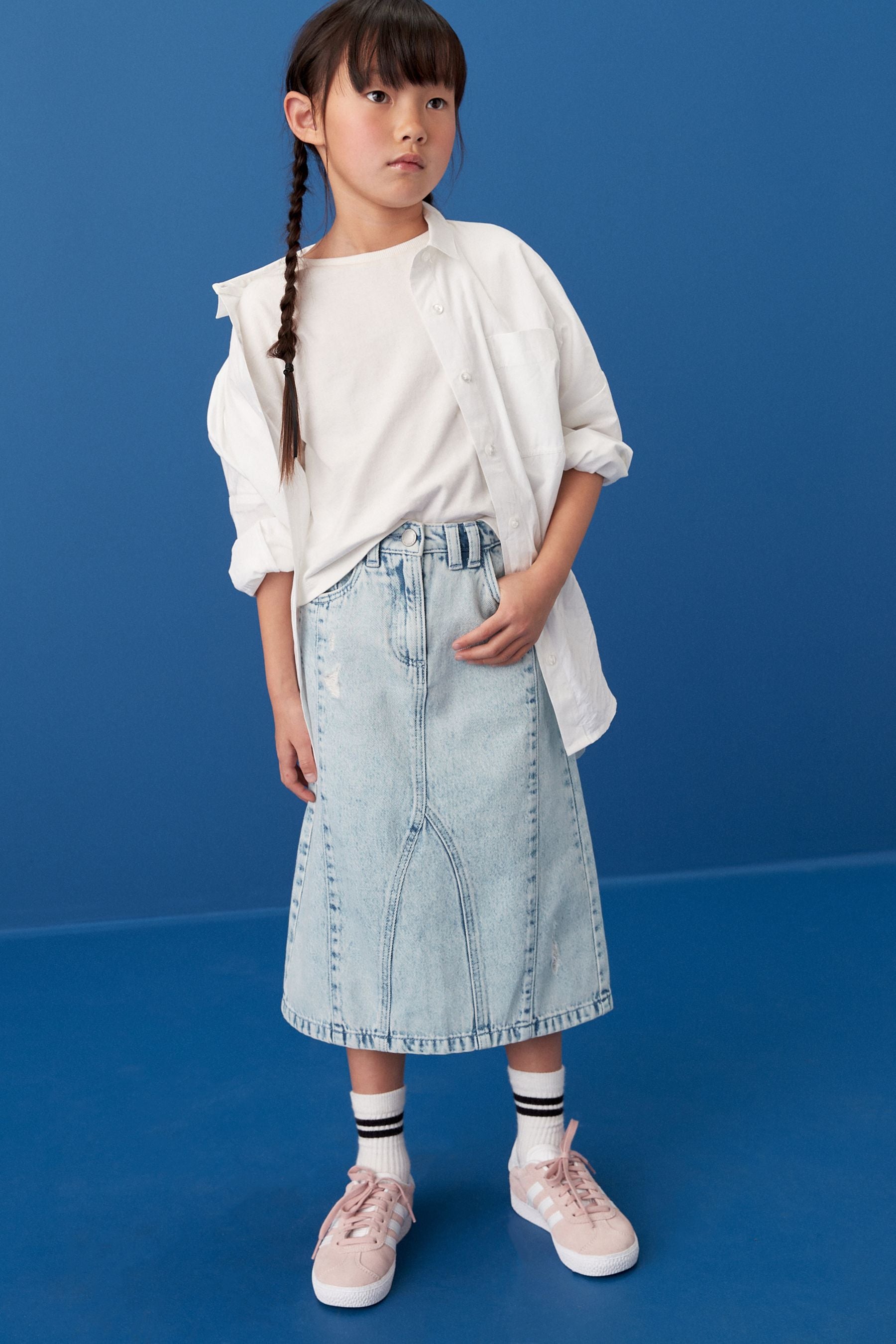 Mid Blue Denim Midi Skirt (3-16yrs)