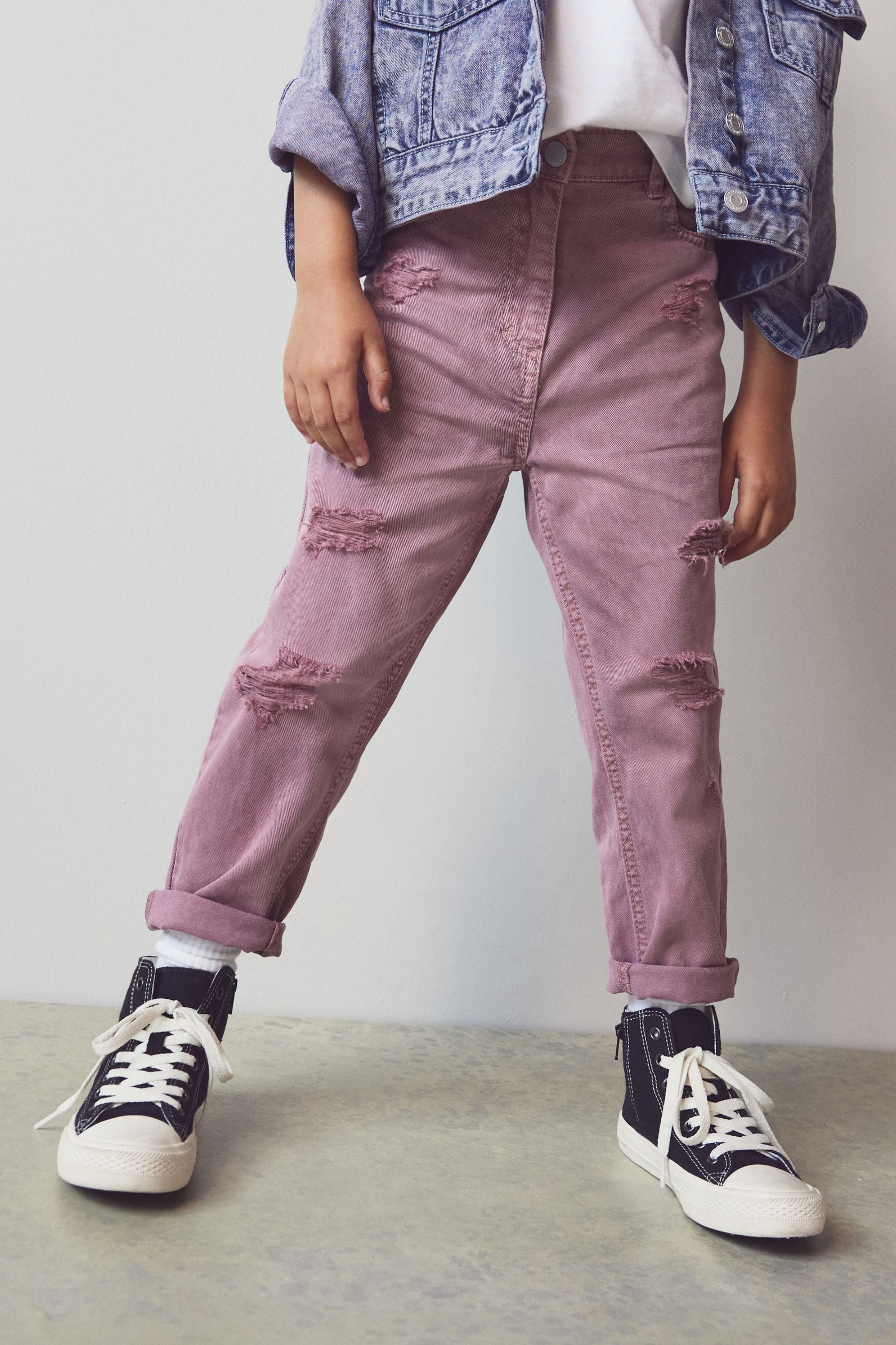 Raspberry Pink Distressed Mom Jeans (3-16yrs)