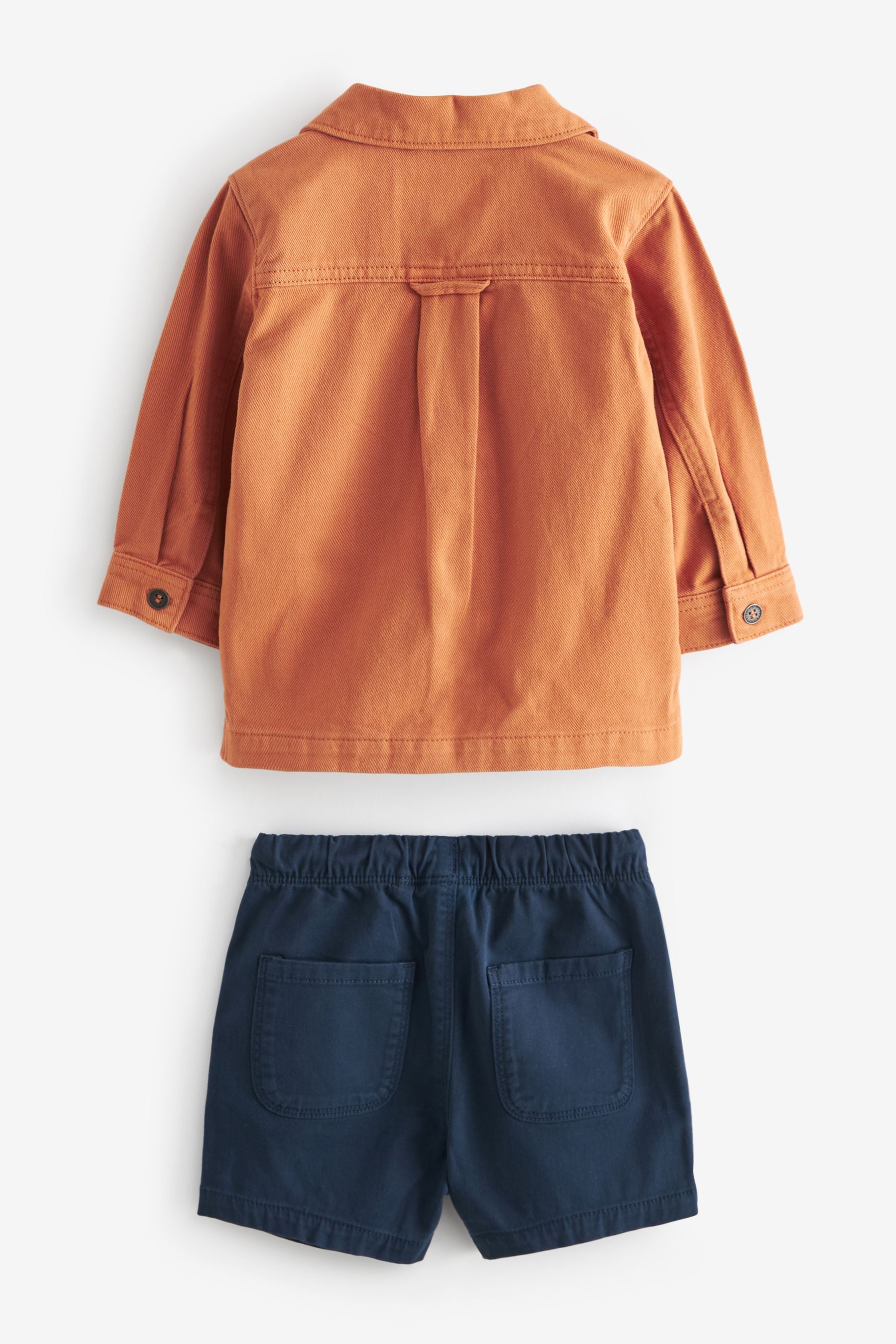 Orange Denim Shacket, T-Shirt and Shorts Set (3mths-7yrs)