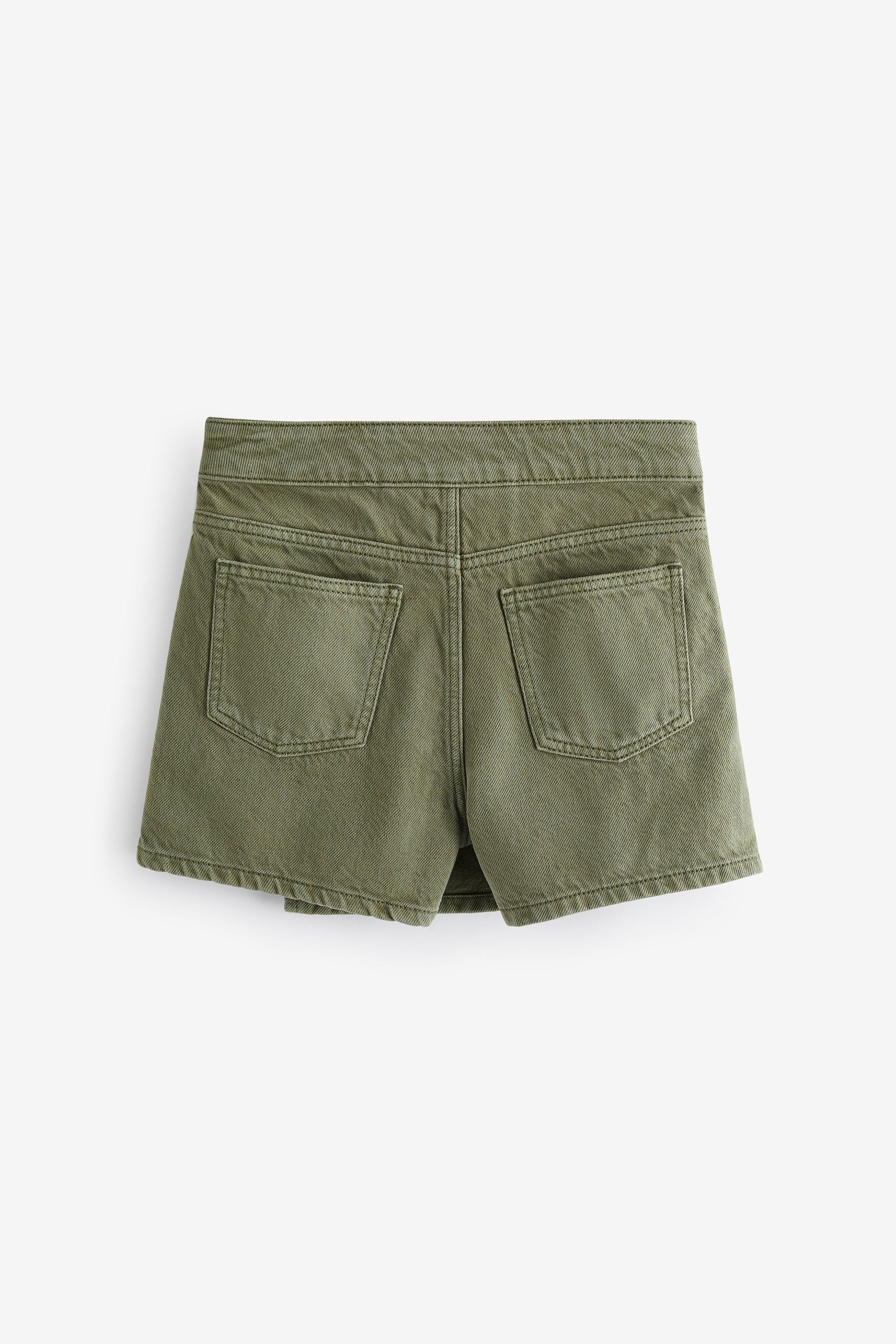 Khaki Green Denim Asymmetric Wrap Skort (3-16yrs)