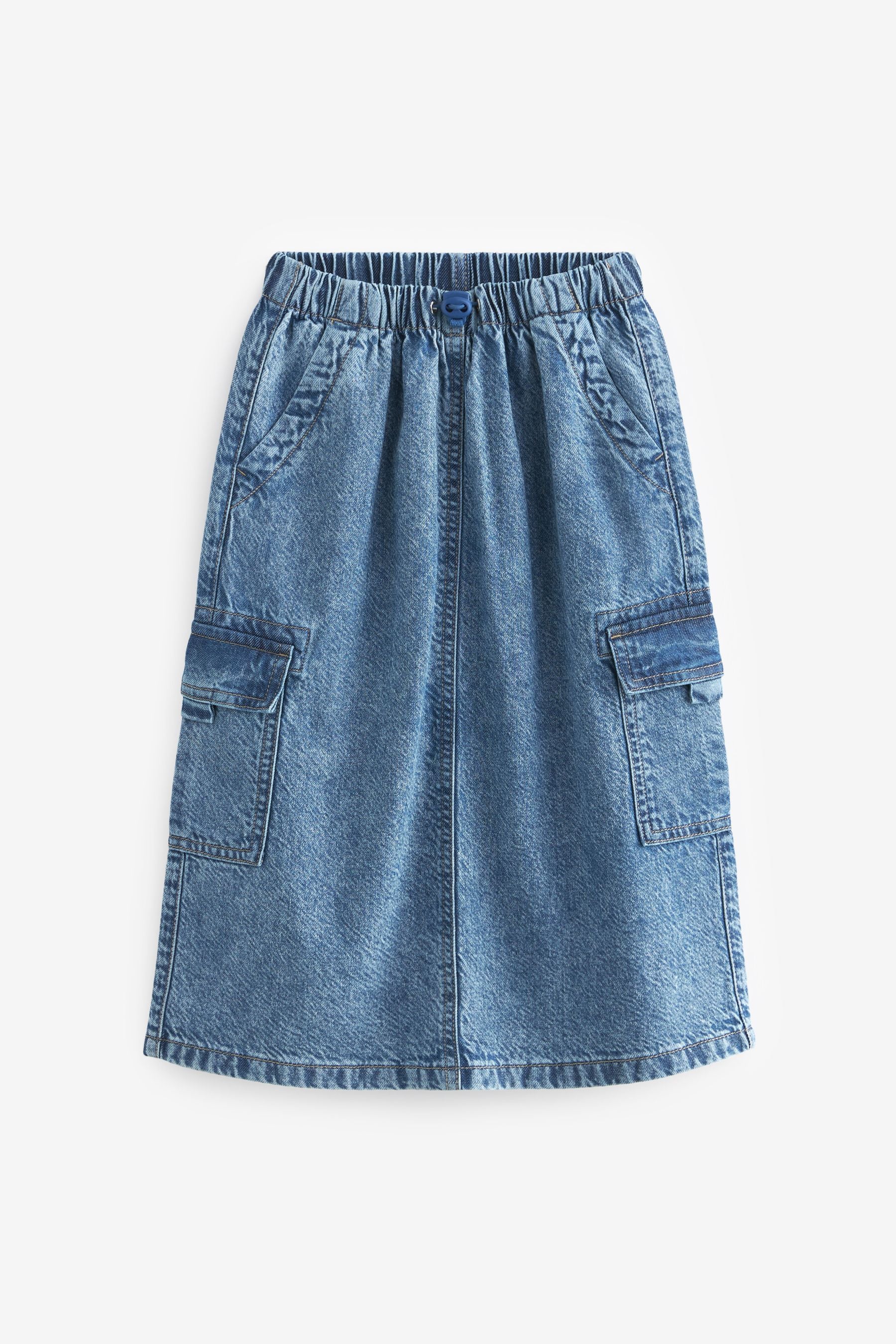 Mid Blue Midi Cargo Denim Skirt (3-16yrs)