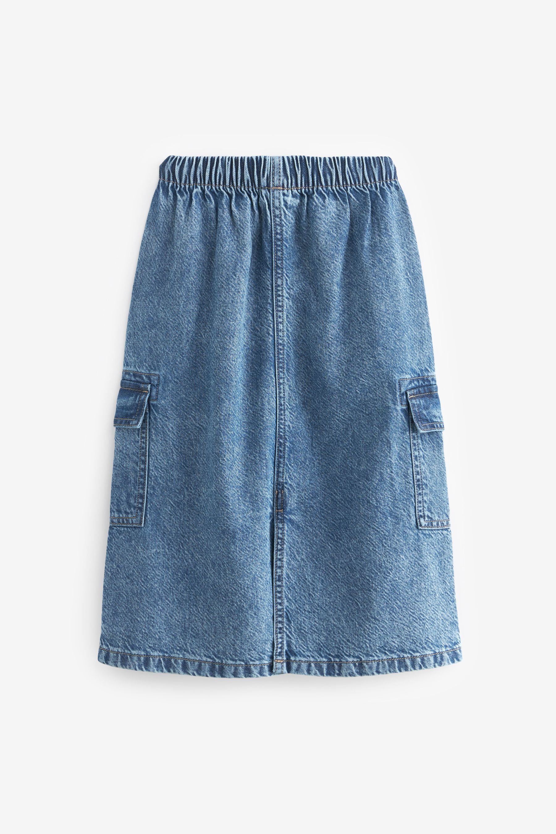 Mid Blue Midi Cargo Denim Skirt (3-16yrs)