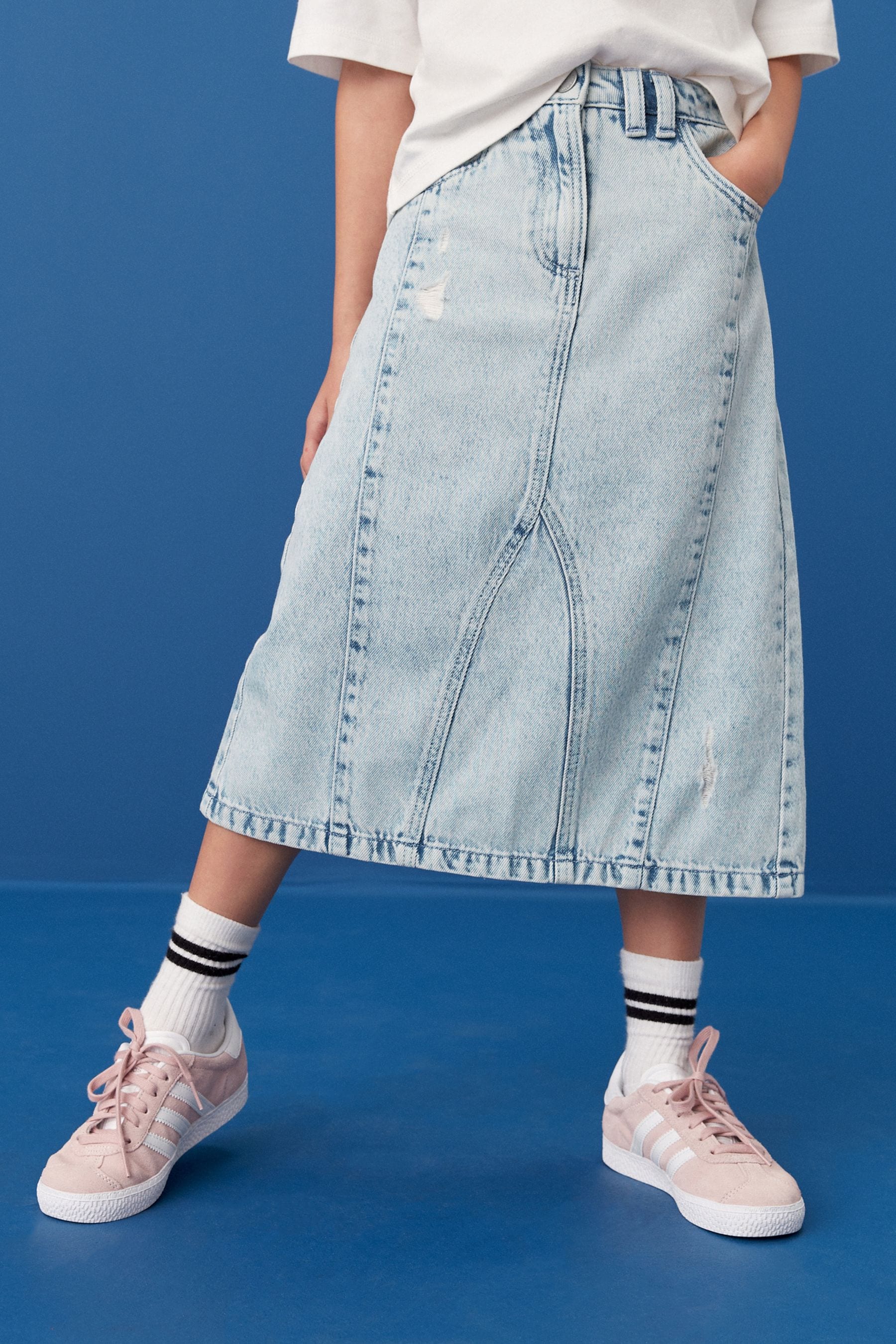 Mid Blue Denim Midi Skirt (3-16yrs)