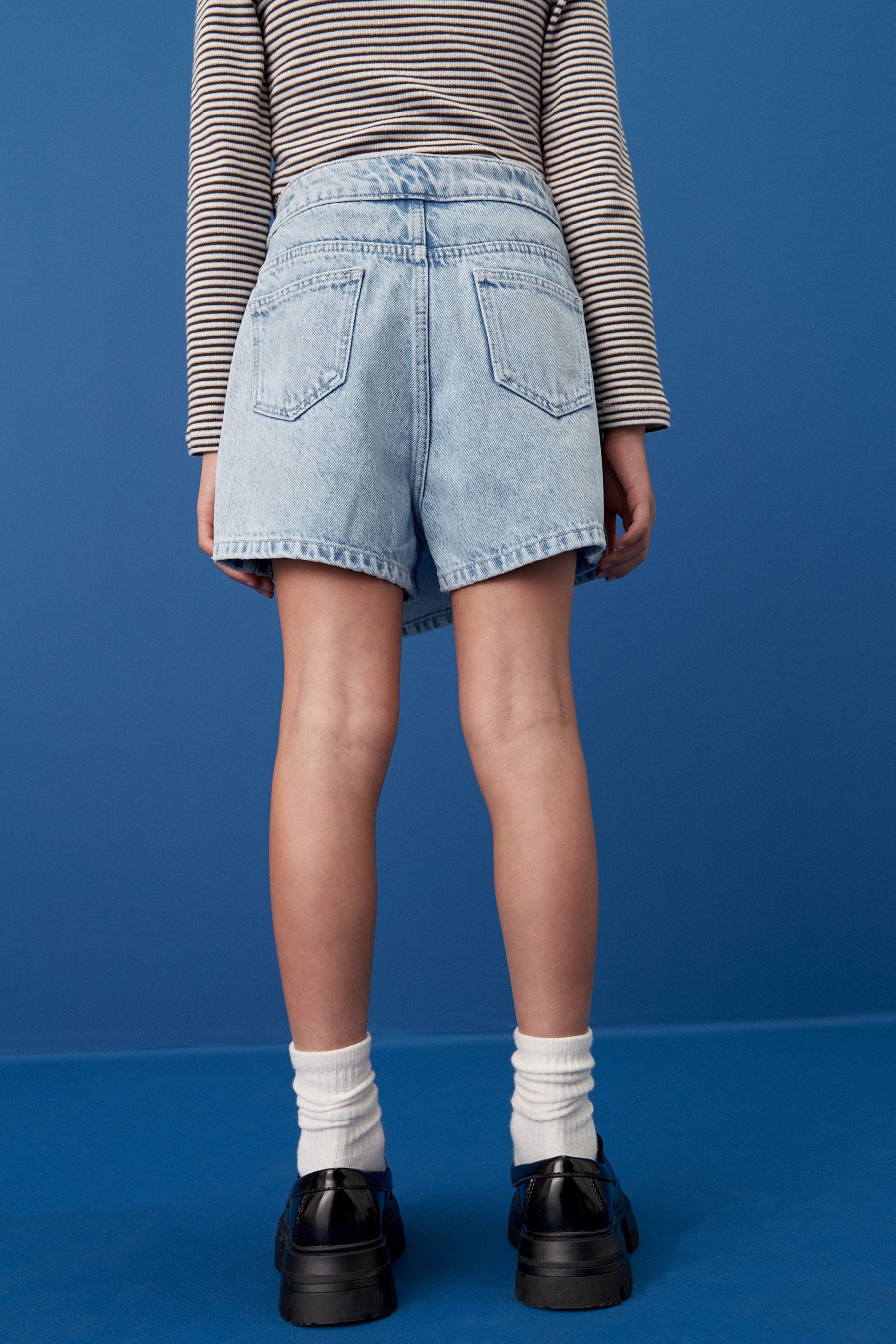 Mid Blue Denim Asymmetric Wrap Skort (3-16yrs)