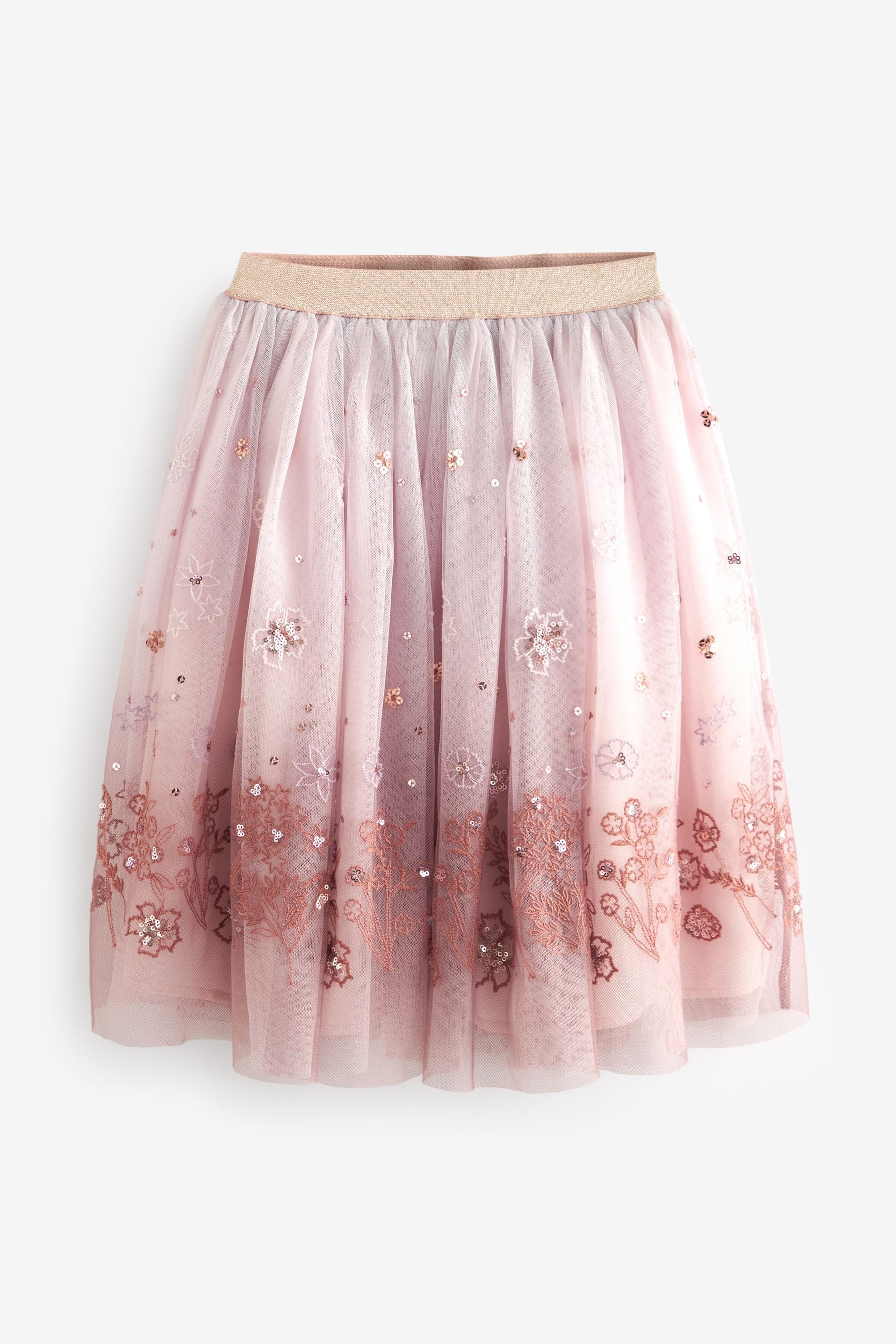 Pink/Orange Embellished Mesh Midi Skirt (3-16yrs)