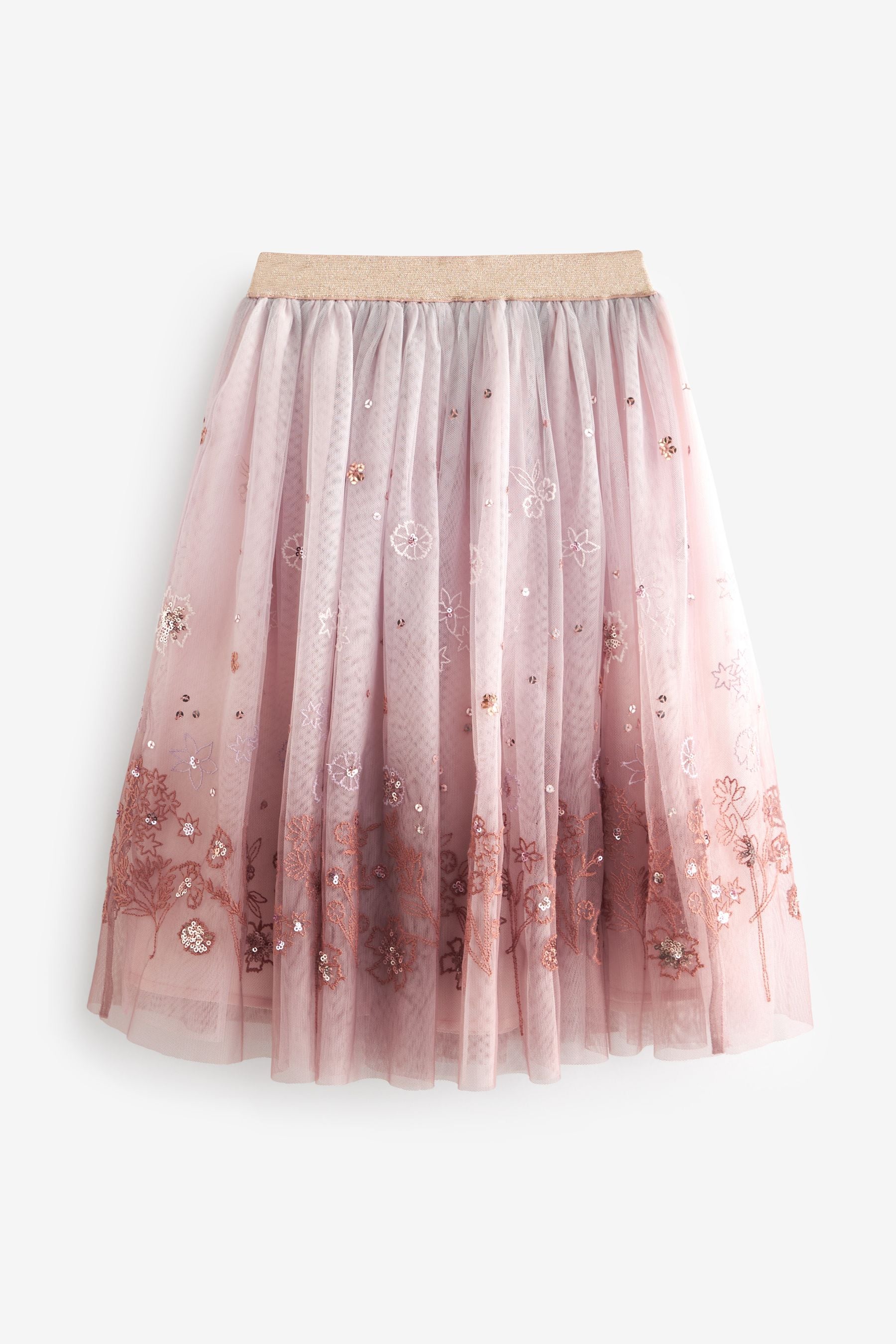 Pink/Orange Embellished Mesh Midi Skirt (3-16yrs)