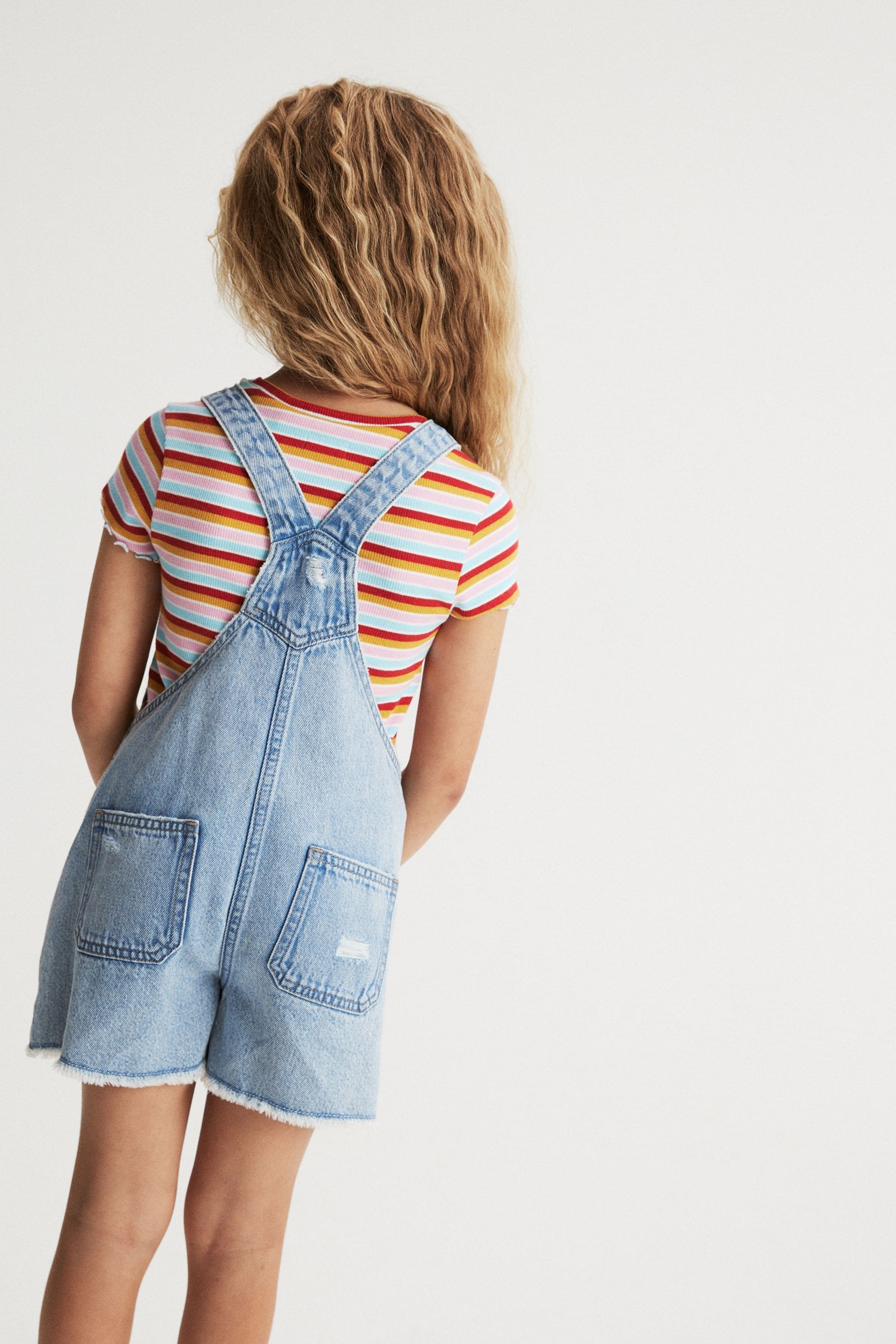 Light Blue Denim Short Dungaree (3-16yrs)