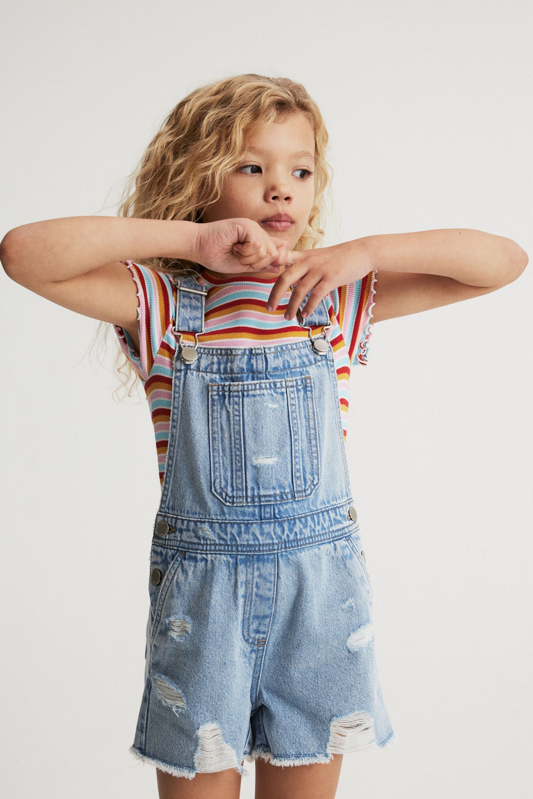 Light Blue Denim Short Dungaree (3-16yrs)