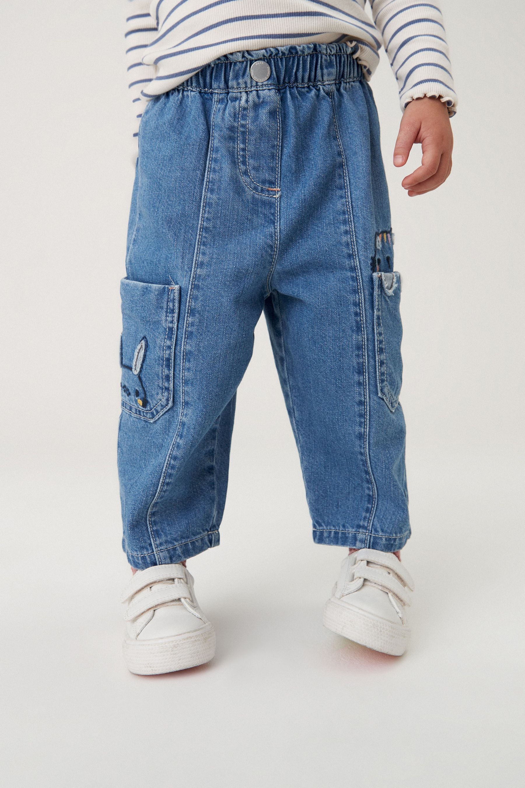 Mid Blue Denim Character Pocket Wide Leg Jeans (3mths-7yrs)