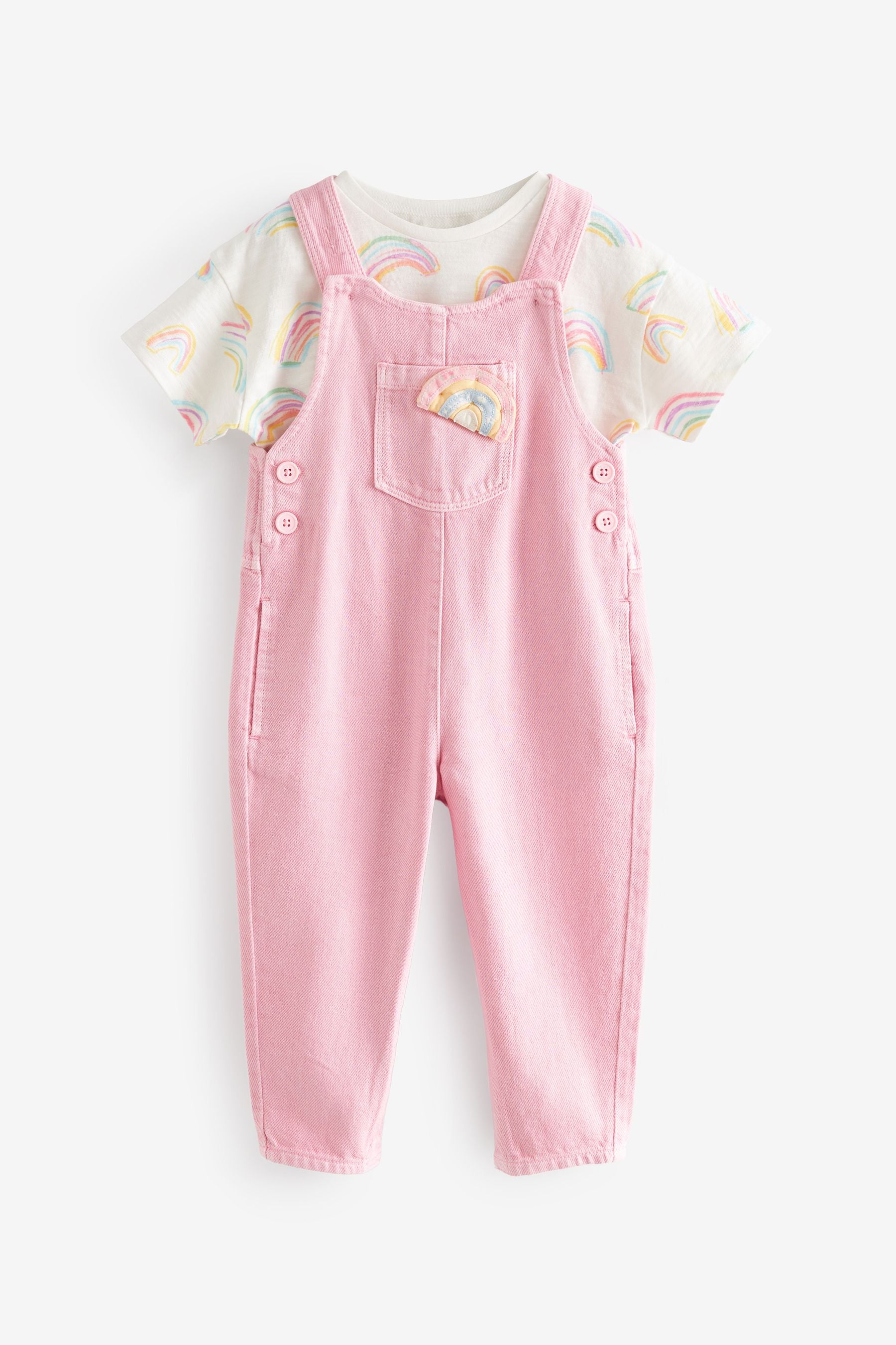 Pink Dungarees and T-Shirt Set (3mths-7yrs)