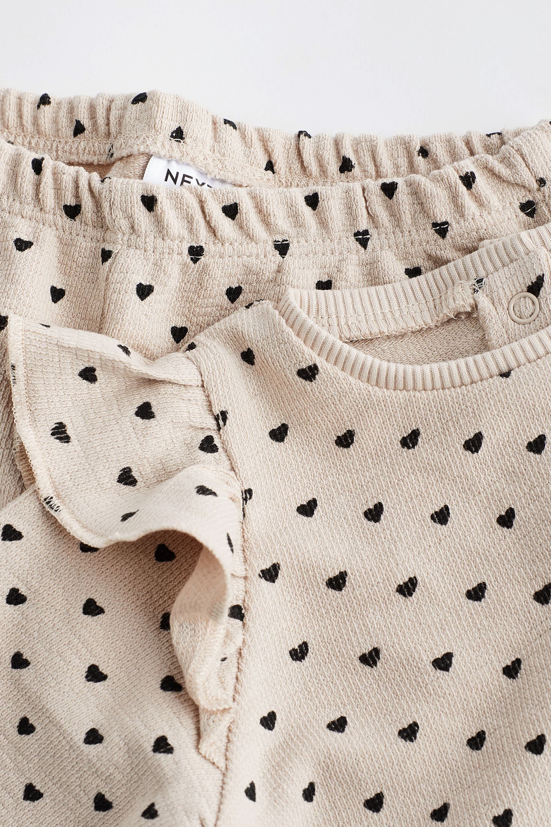 Cream Baby Crinkle Fabric Frill Sleeve Top And Leggings Set