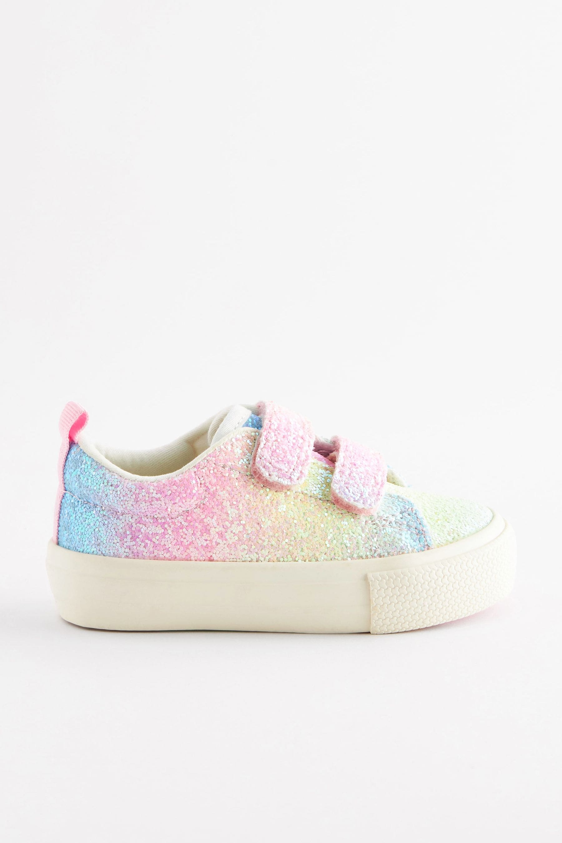 Rainbow Pink Glitter Chunky Trainers With Touch Fastening