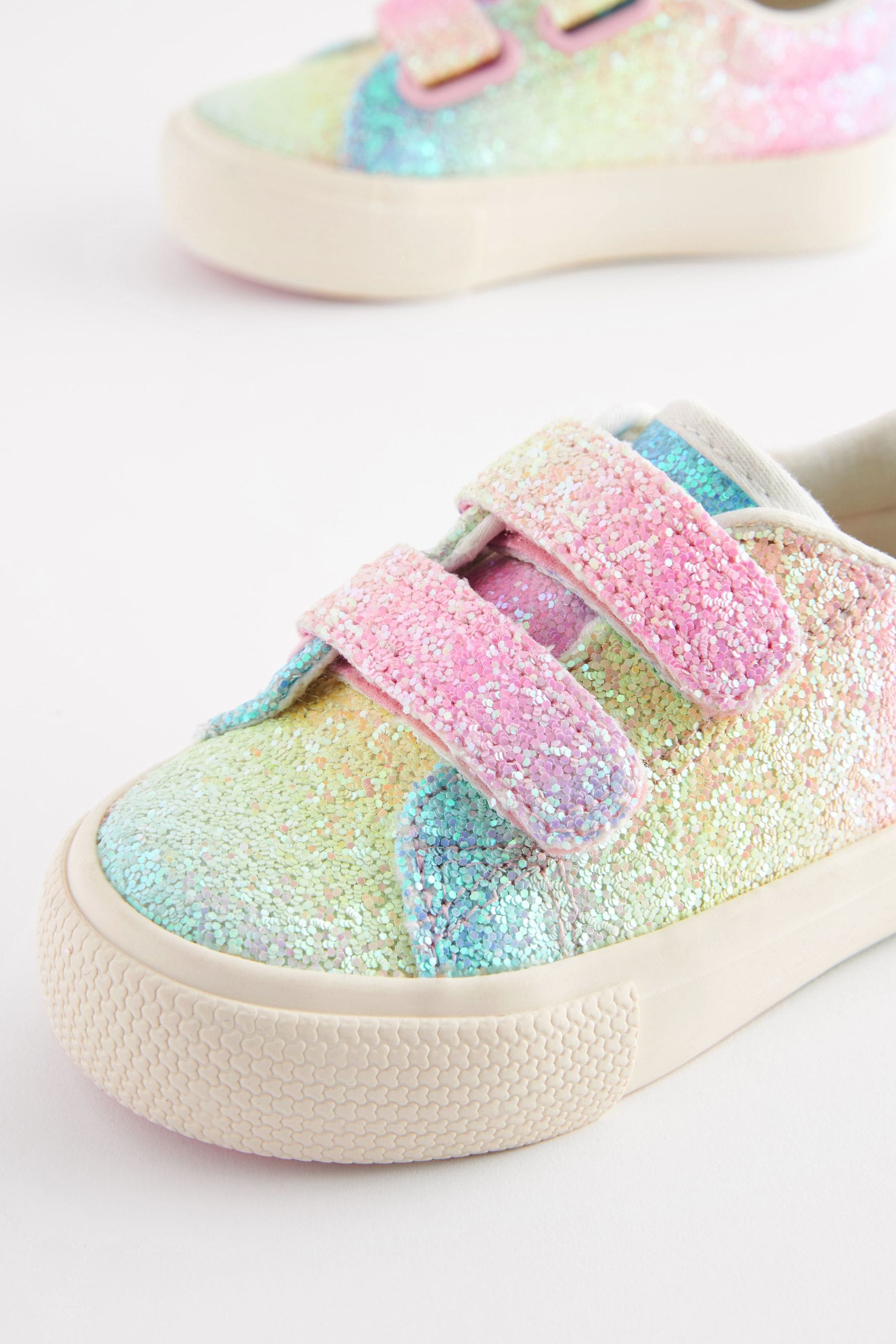 Rainbow Pink Glitter Chunky Trainers With Touch Fastening