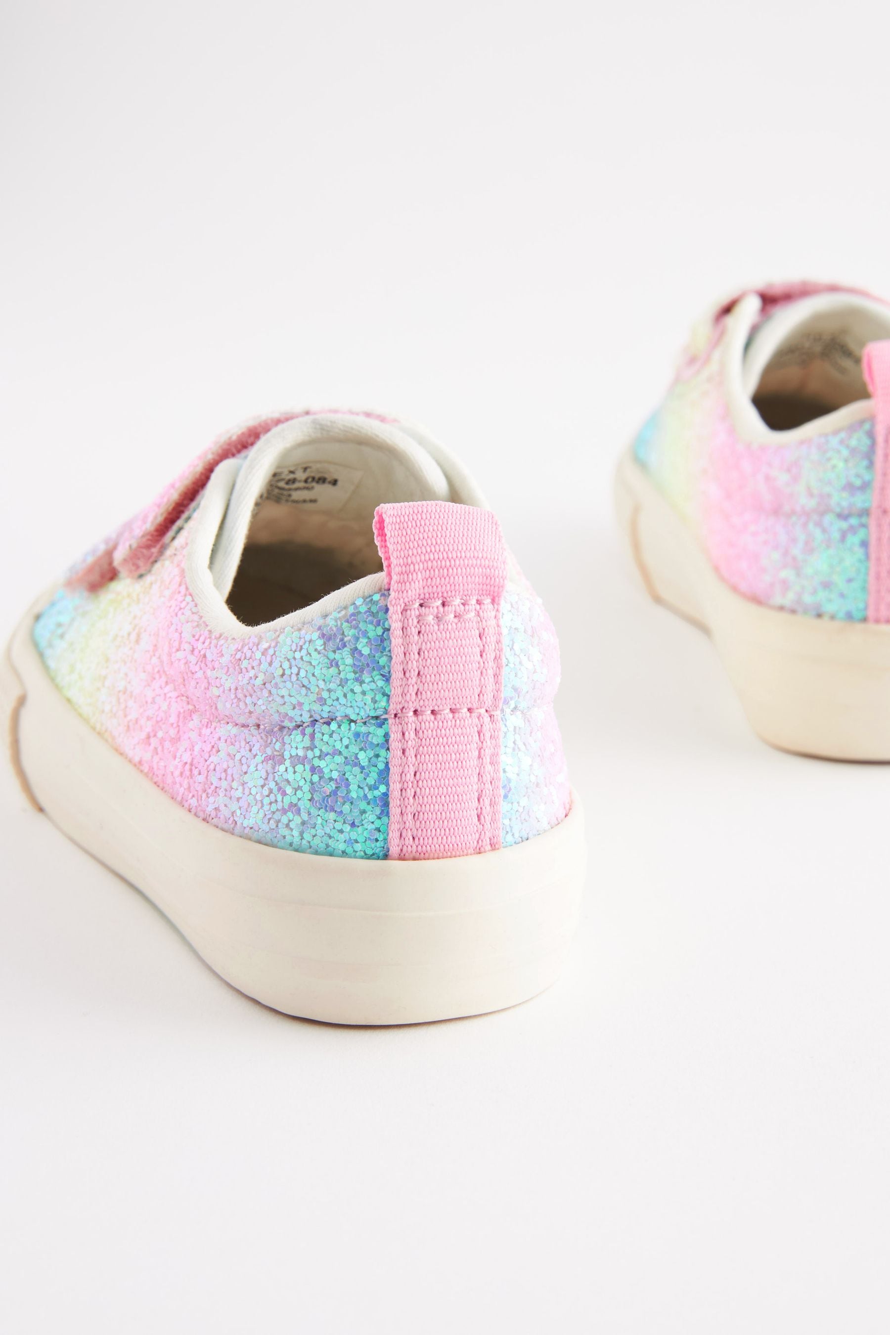 Rainbow Pink Glitter Chunky Trainers With Touch Fastening