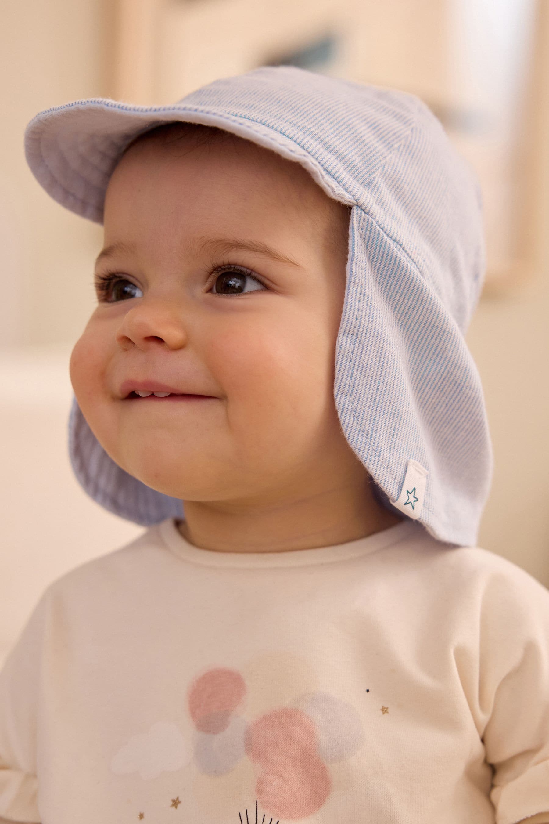 Blue Reversible Legionnaire Baby Hat (0mths-2yrs)