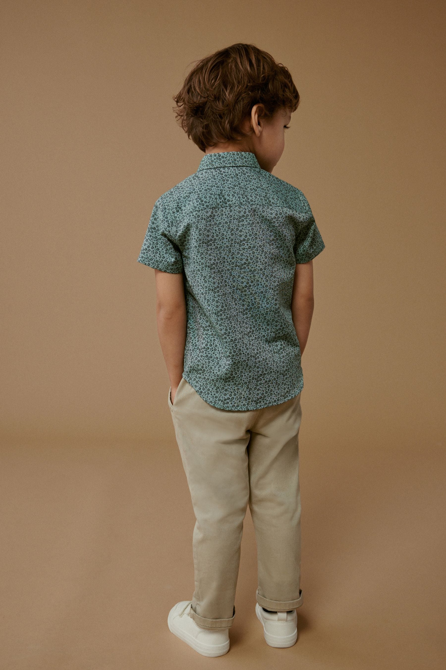 Green Short Sleeves Print Shirt (3mths-7yrs)