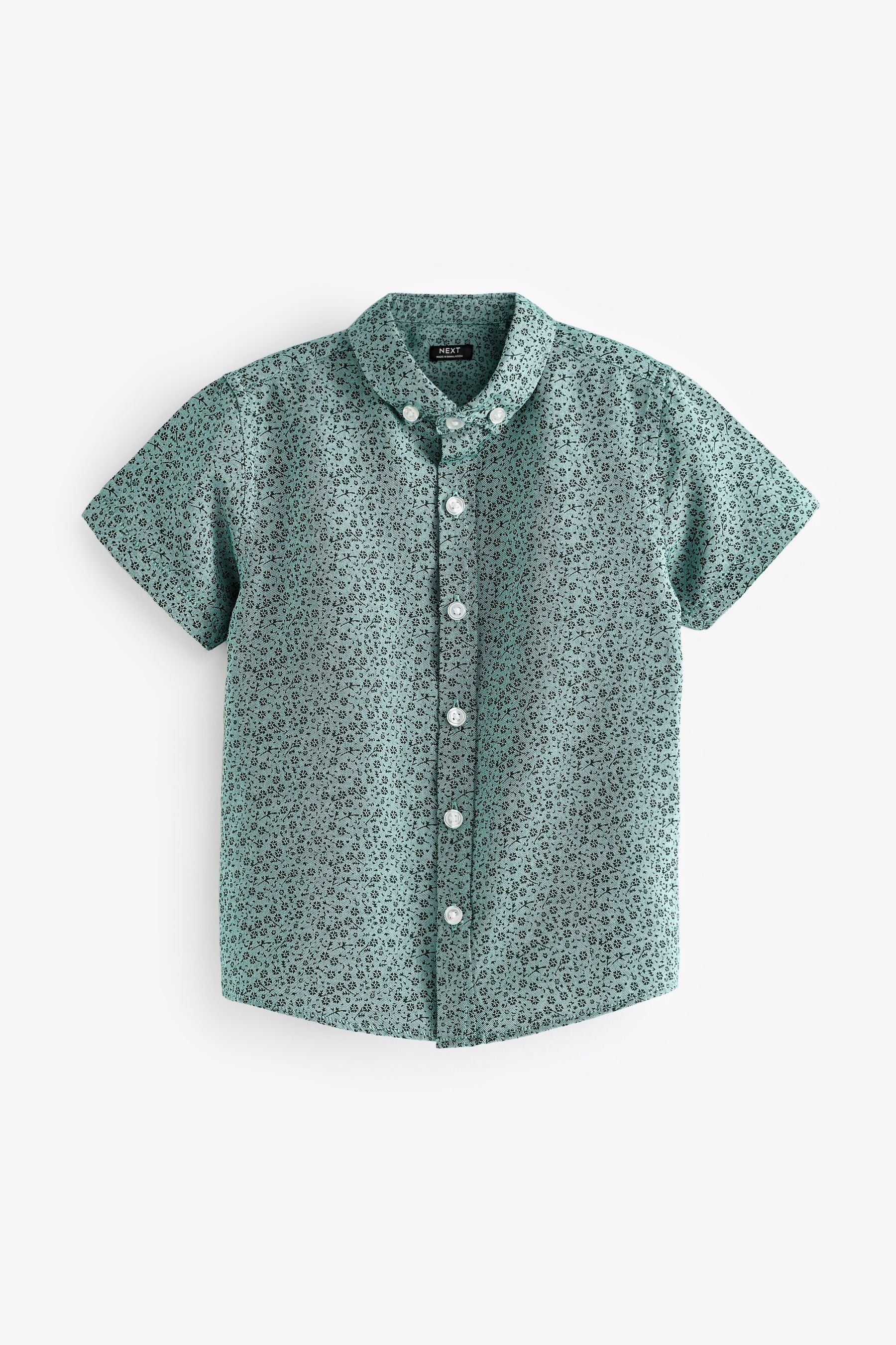 Green Short Sleeves Print Shirt (3mths-7yrs)