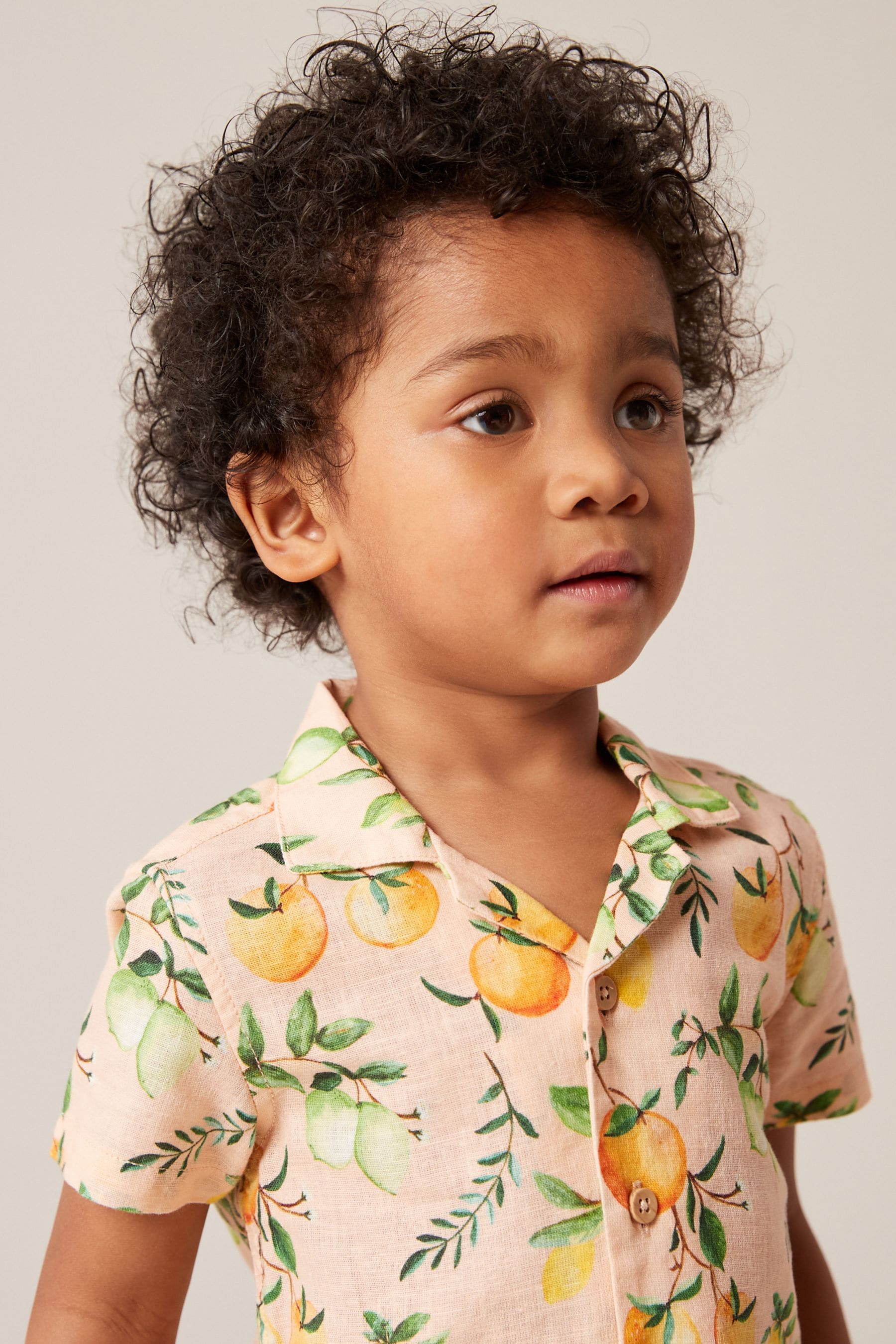 Peach Pink Short Sleeve All Over Print Shirt (3mths-7yrs)