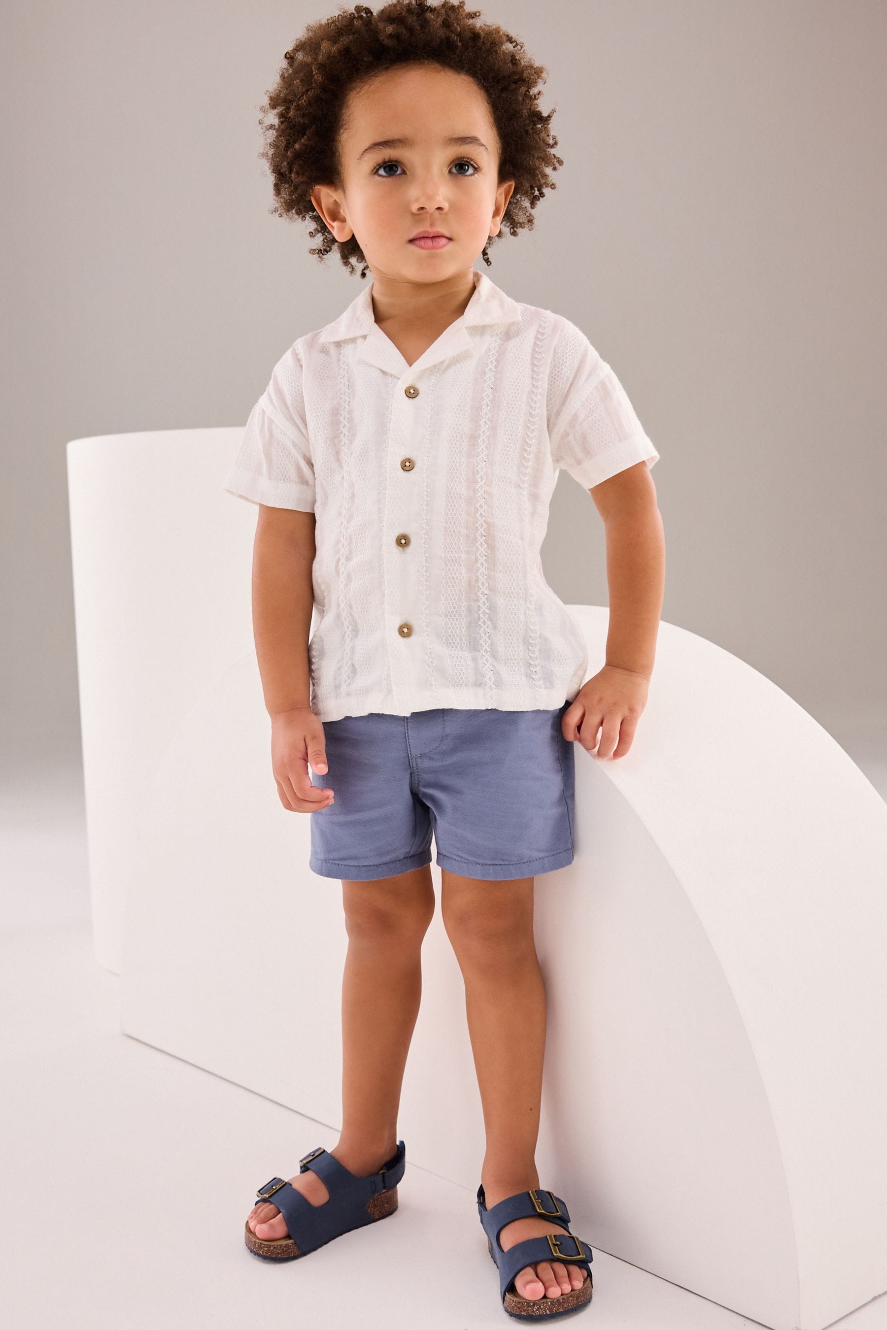 White Short Sleeves Textured Shirt (3mths-7yrs)