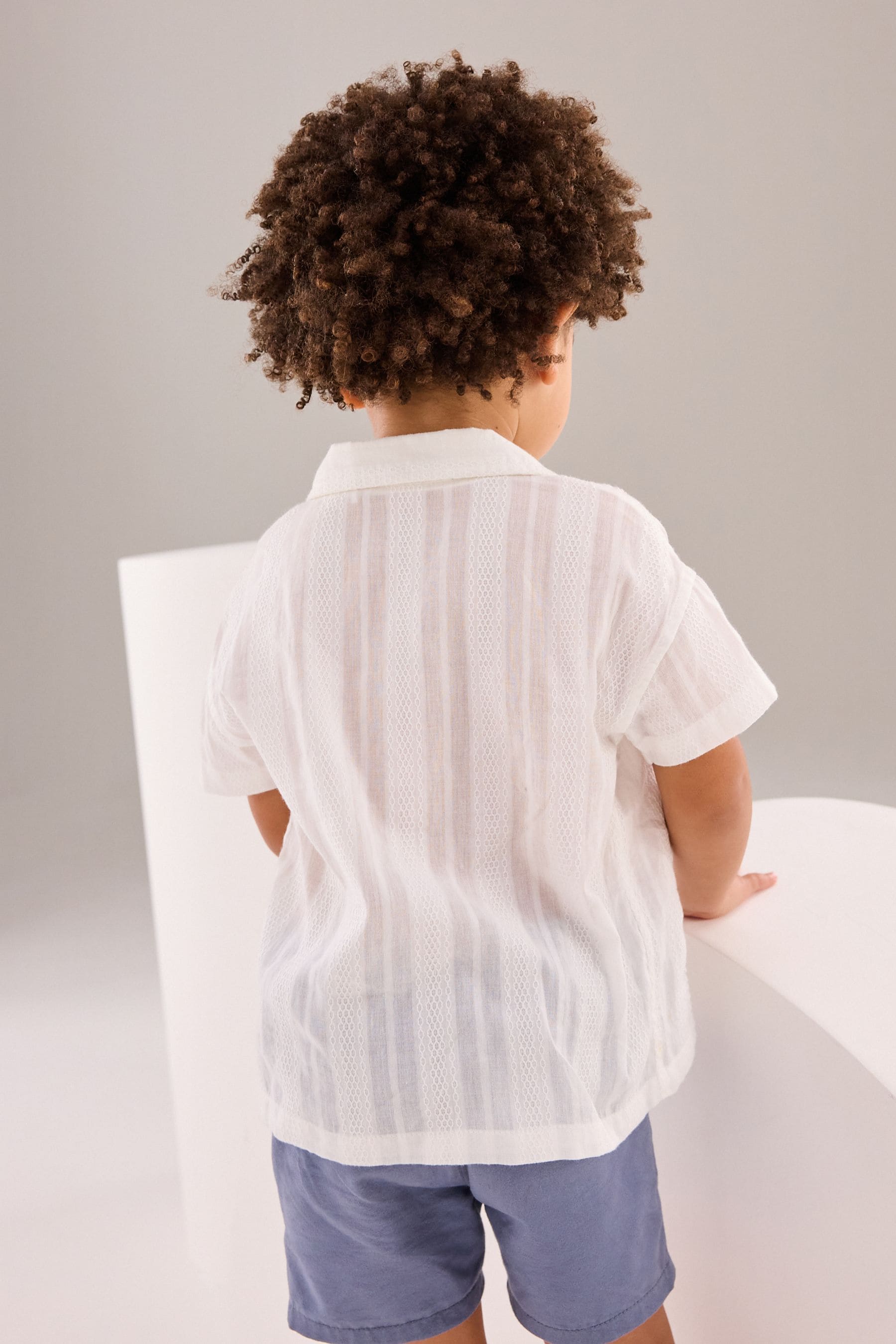 White Short Sleeves Textured Shirt (3mths-7yrs)