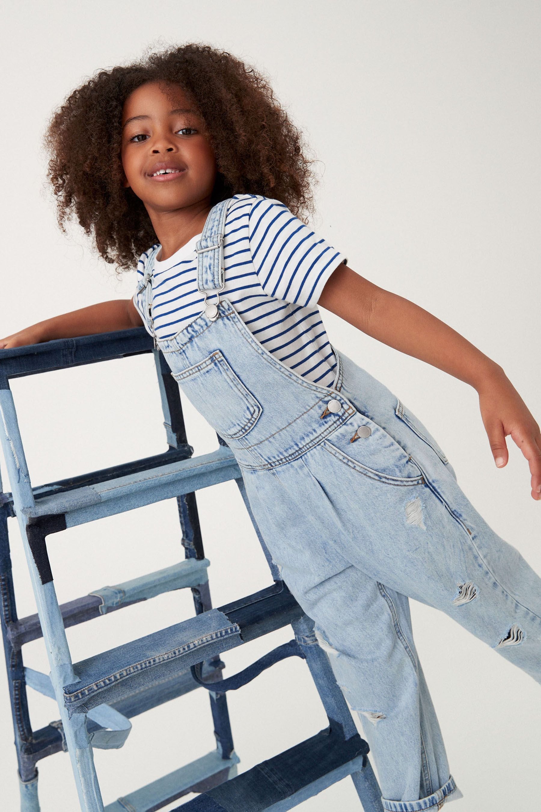 Light Blue Denim Mom Dungarees (3-16yrs)