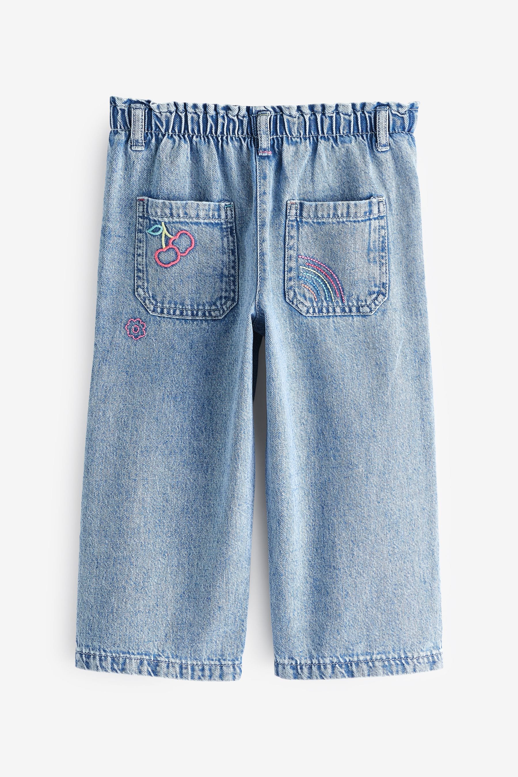 Mid Blue Denim Heart Patch Wide Leg Jeans (3mths-7yrs)