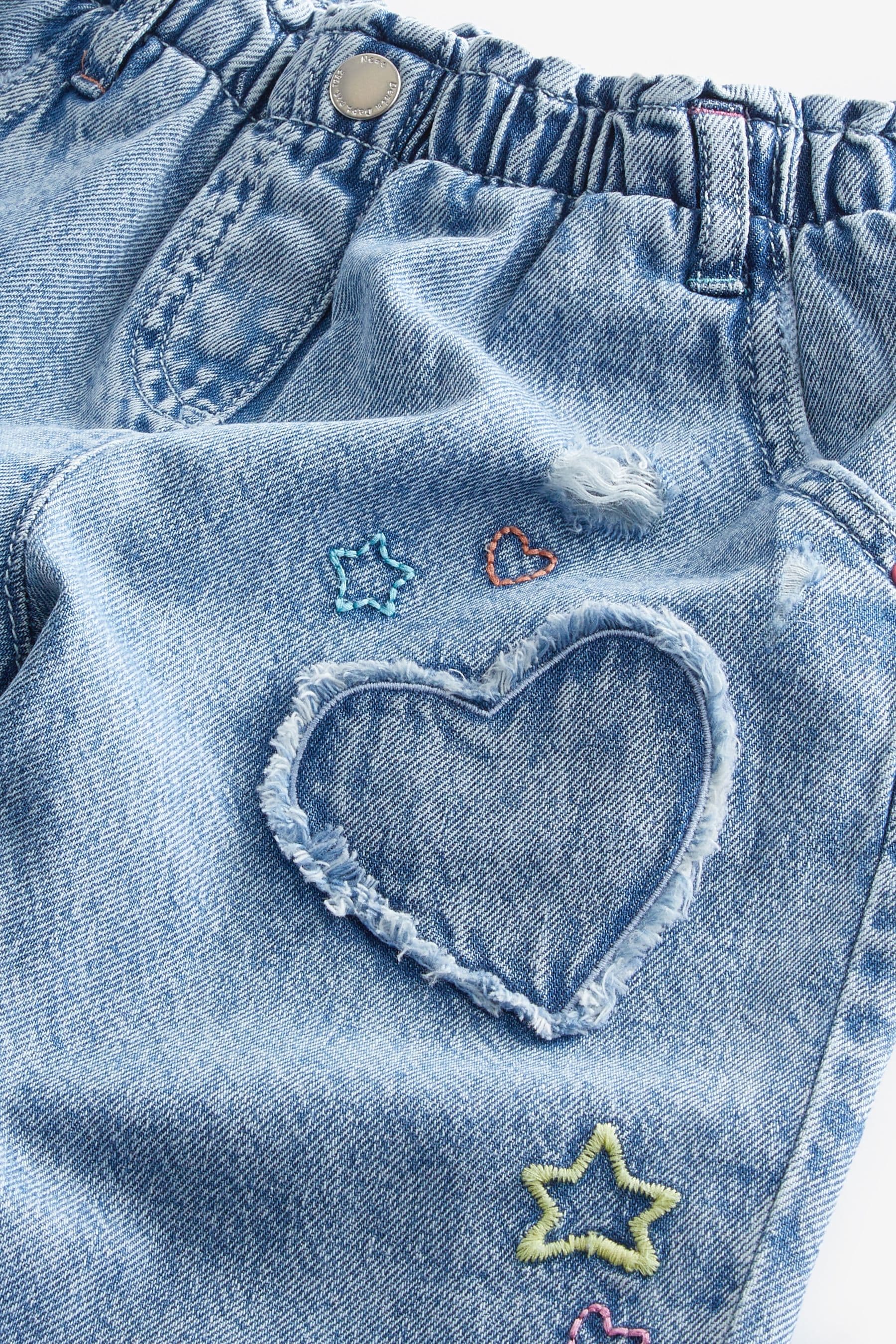 Mid Blue Denim Heart Patch Wide Leg Jeans (3mths-7yrs)