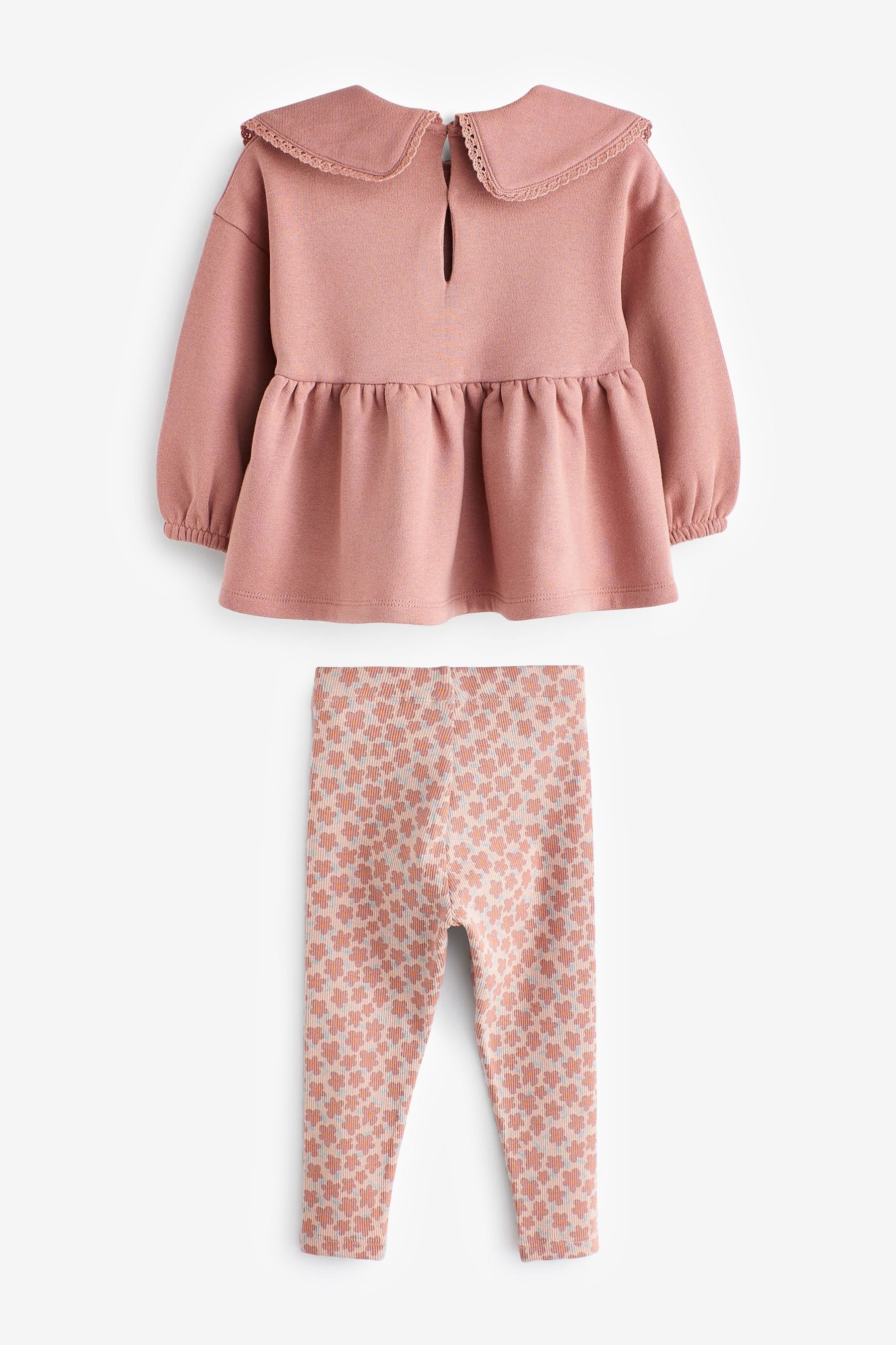 Pink Peplum Sweatshirt And Leggings Set (3mths-7yrs)