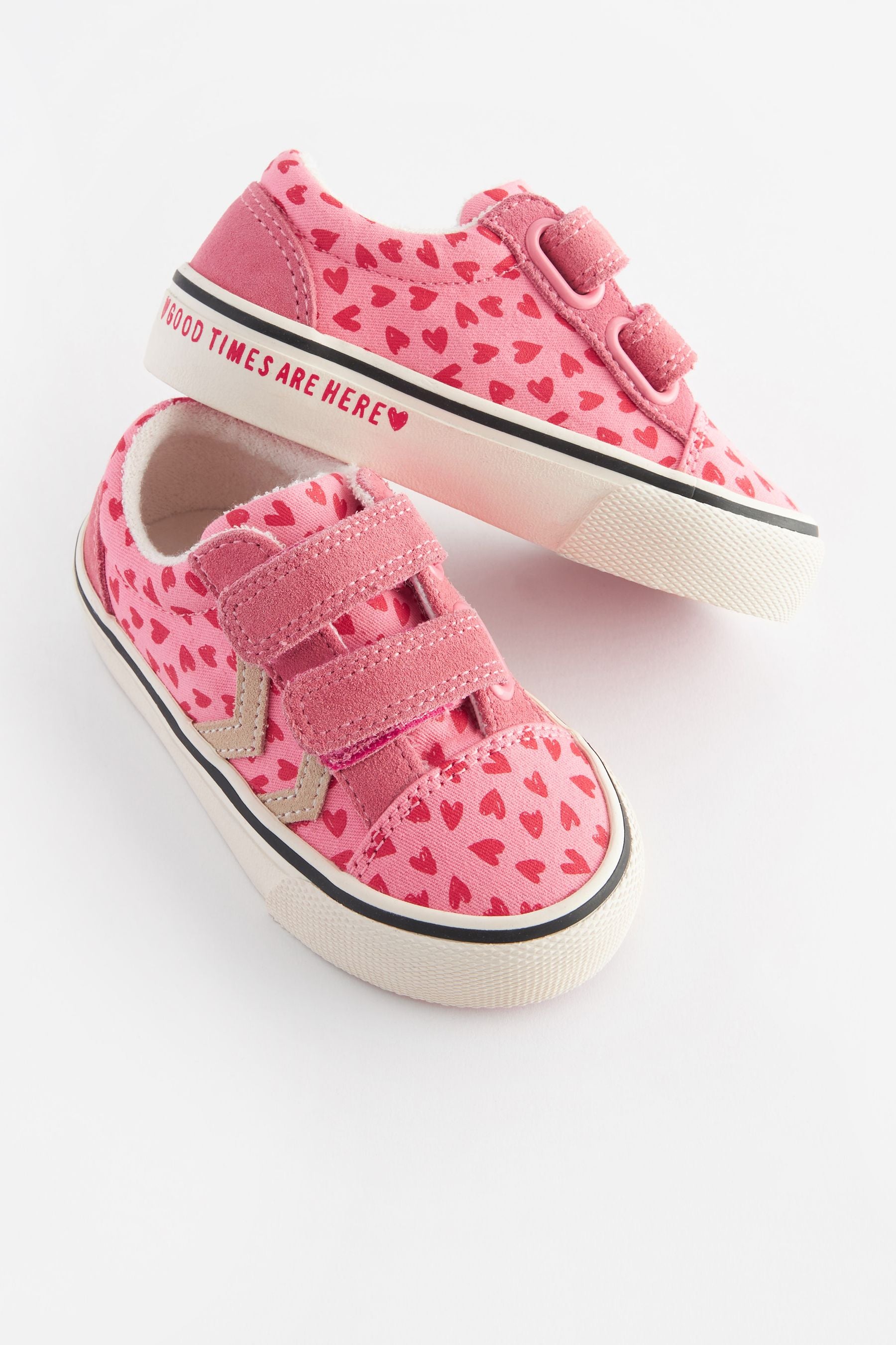 Pink Heart Printed Trainers