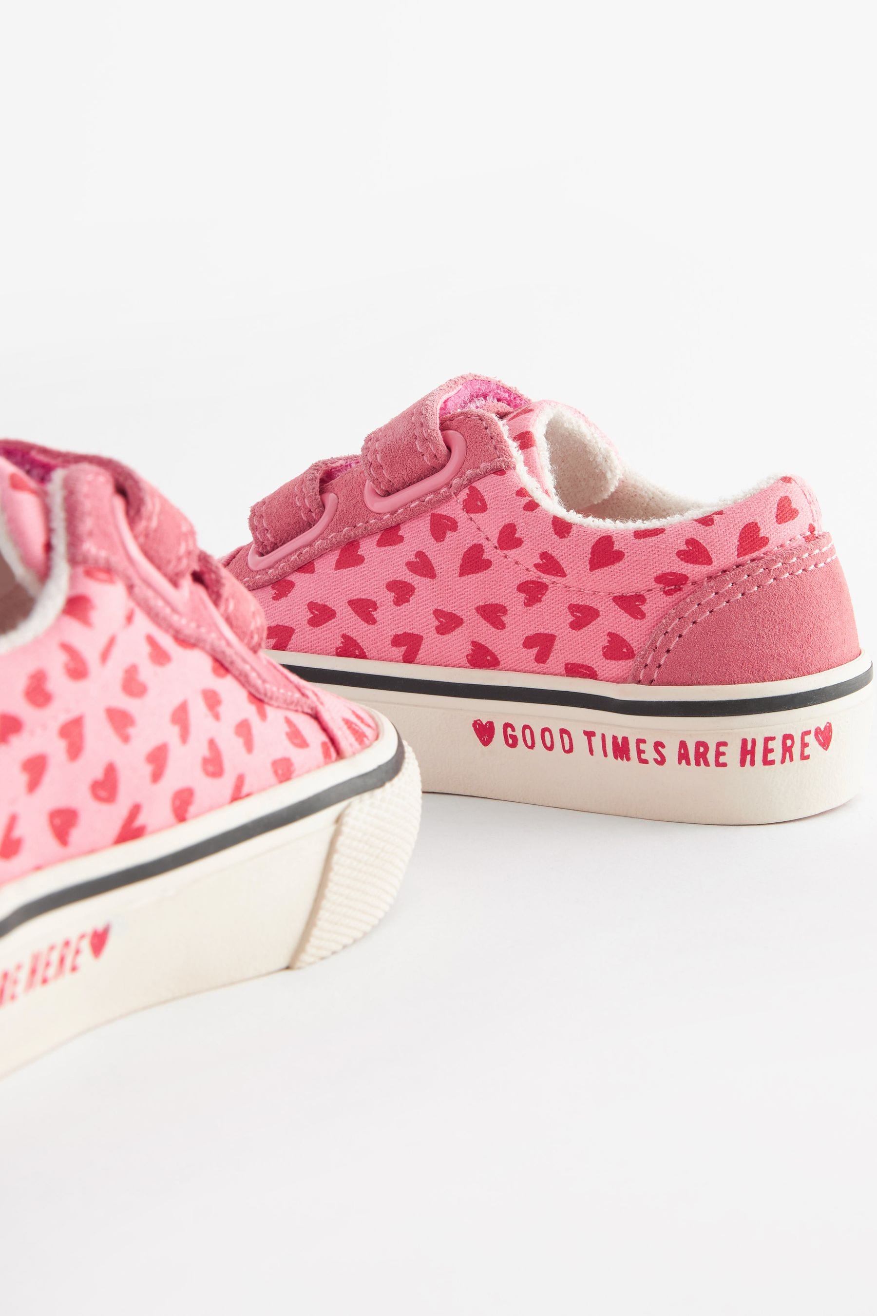 Pink Heart Printed Trainers