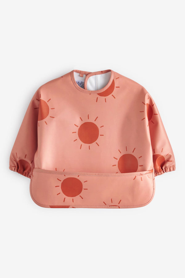 Rust Orange Sun Baby Weaning and Feeding Sleeved Bib (6mths-3yrs)