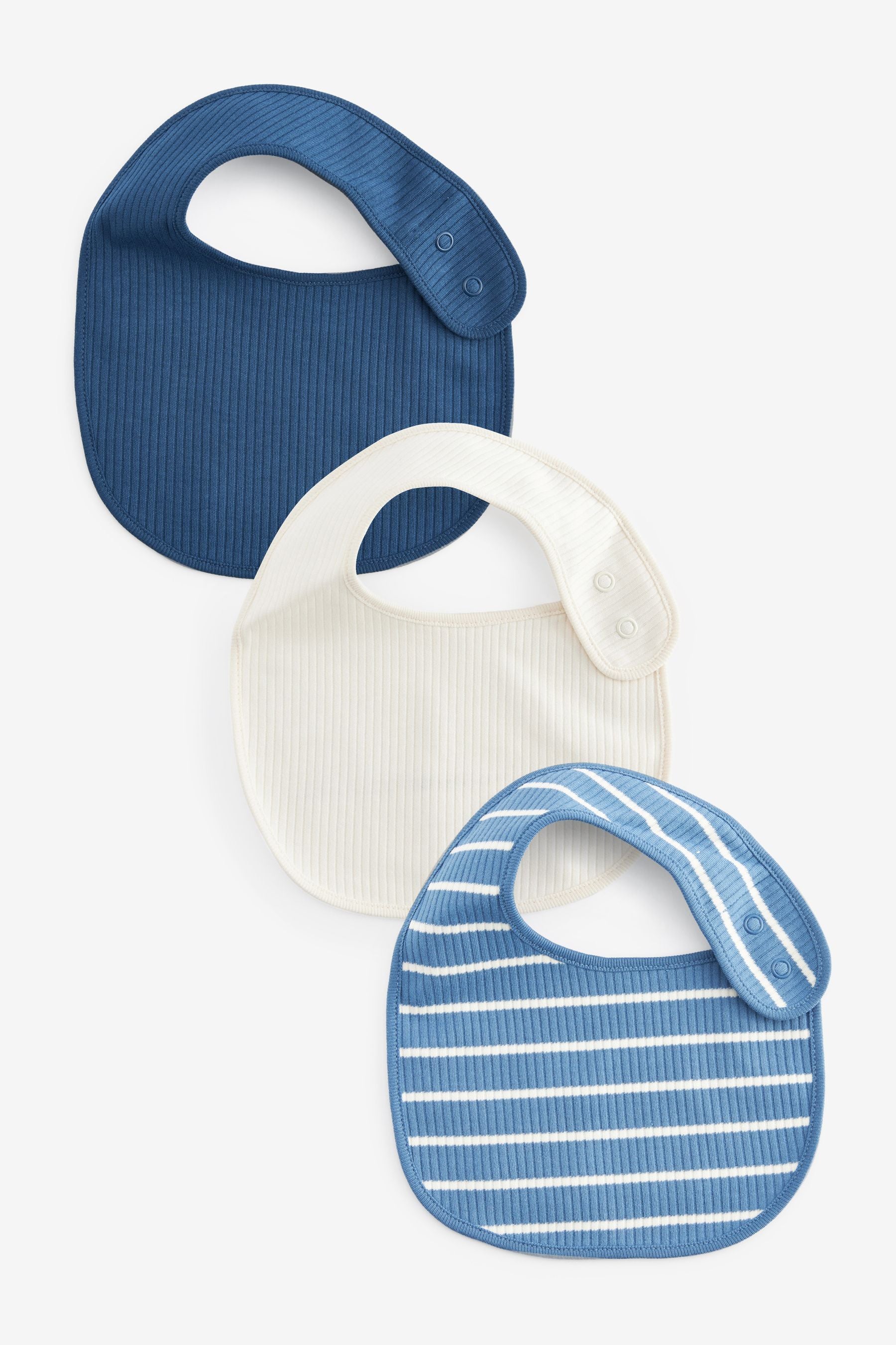 Blue/Cream Baby Bibs 3 Pack