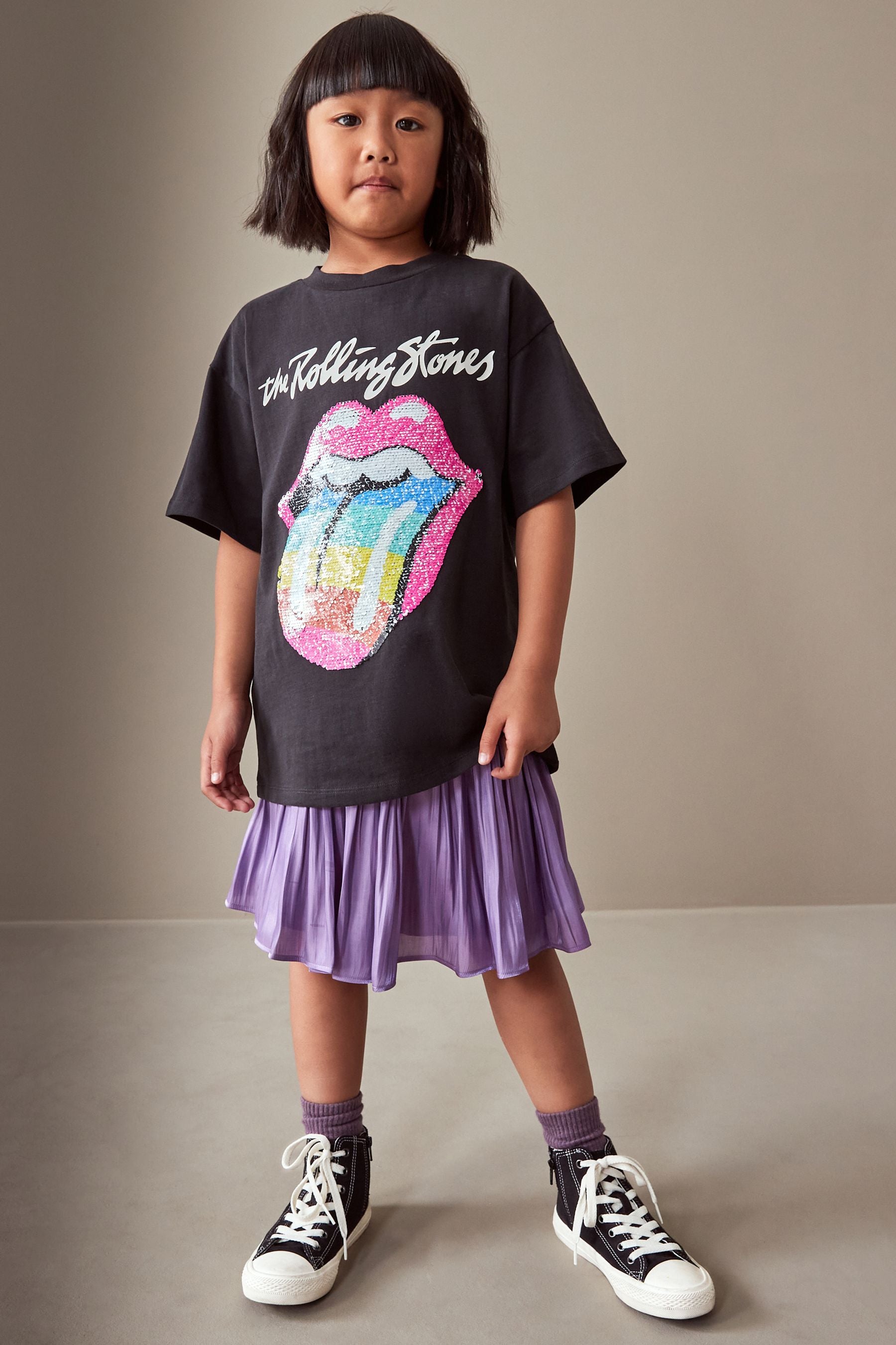 Black Rolling Stones Oversized T-Shirt (3-16yrs)