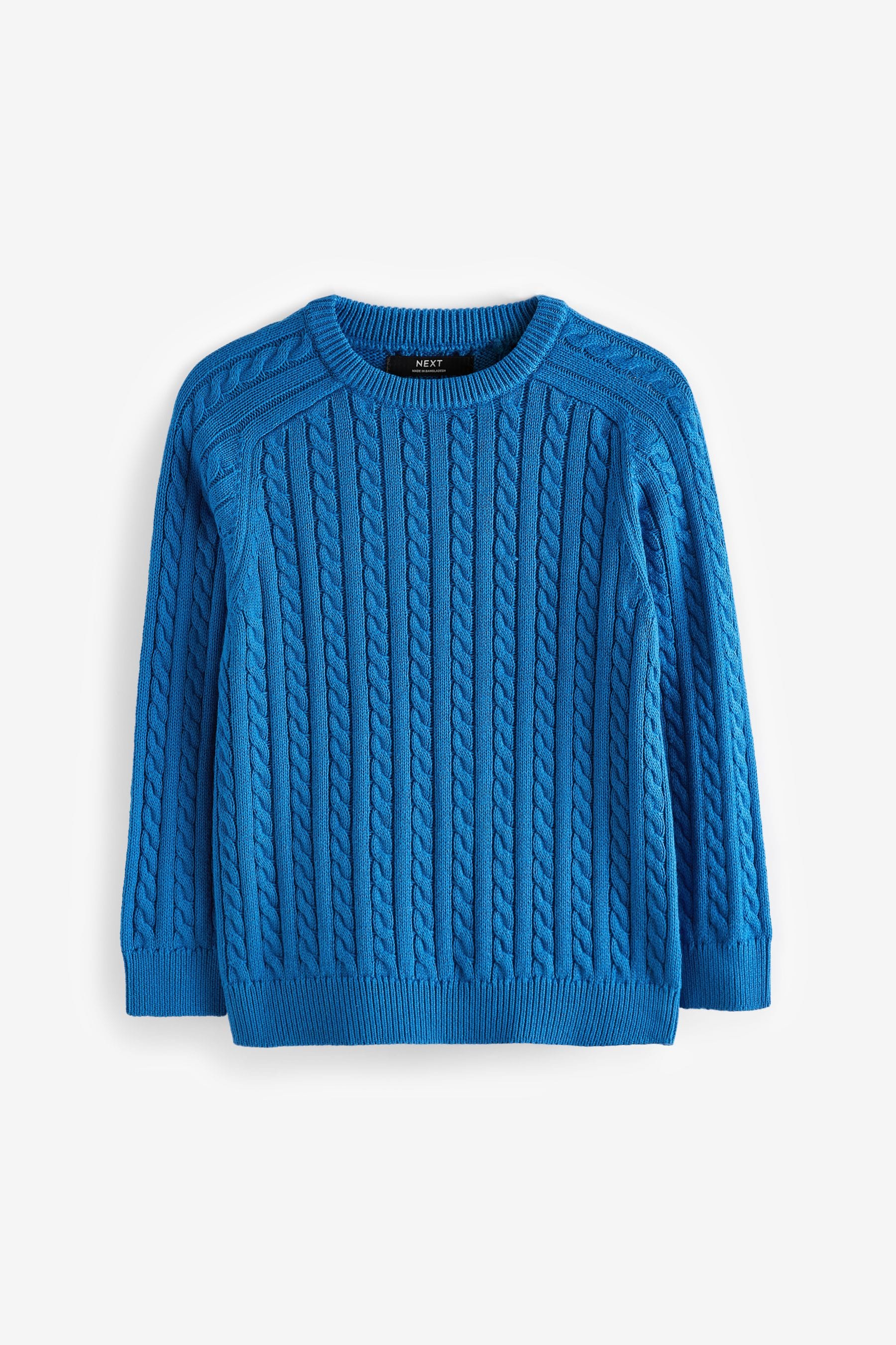 Blue Knitted Cable Crew Neck Jumper (3-16yrs)