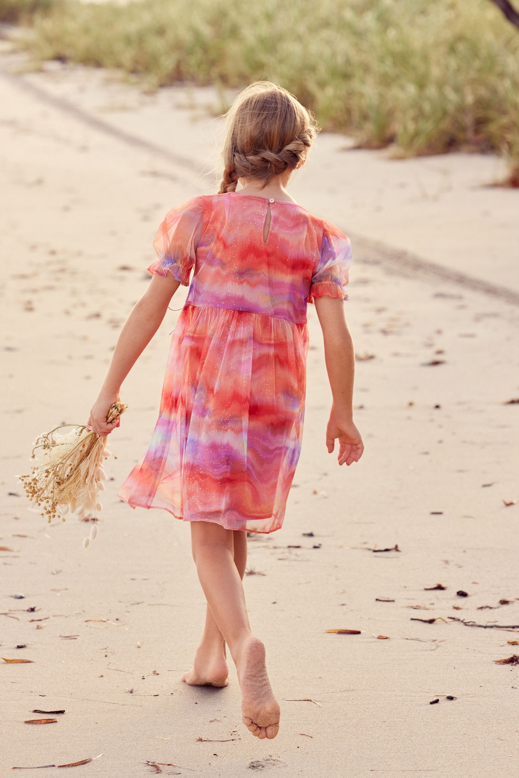 Orange/Purple Mesh Sparkle Party Dress (3-16yrs)