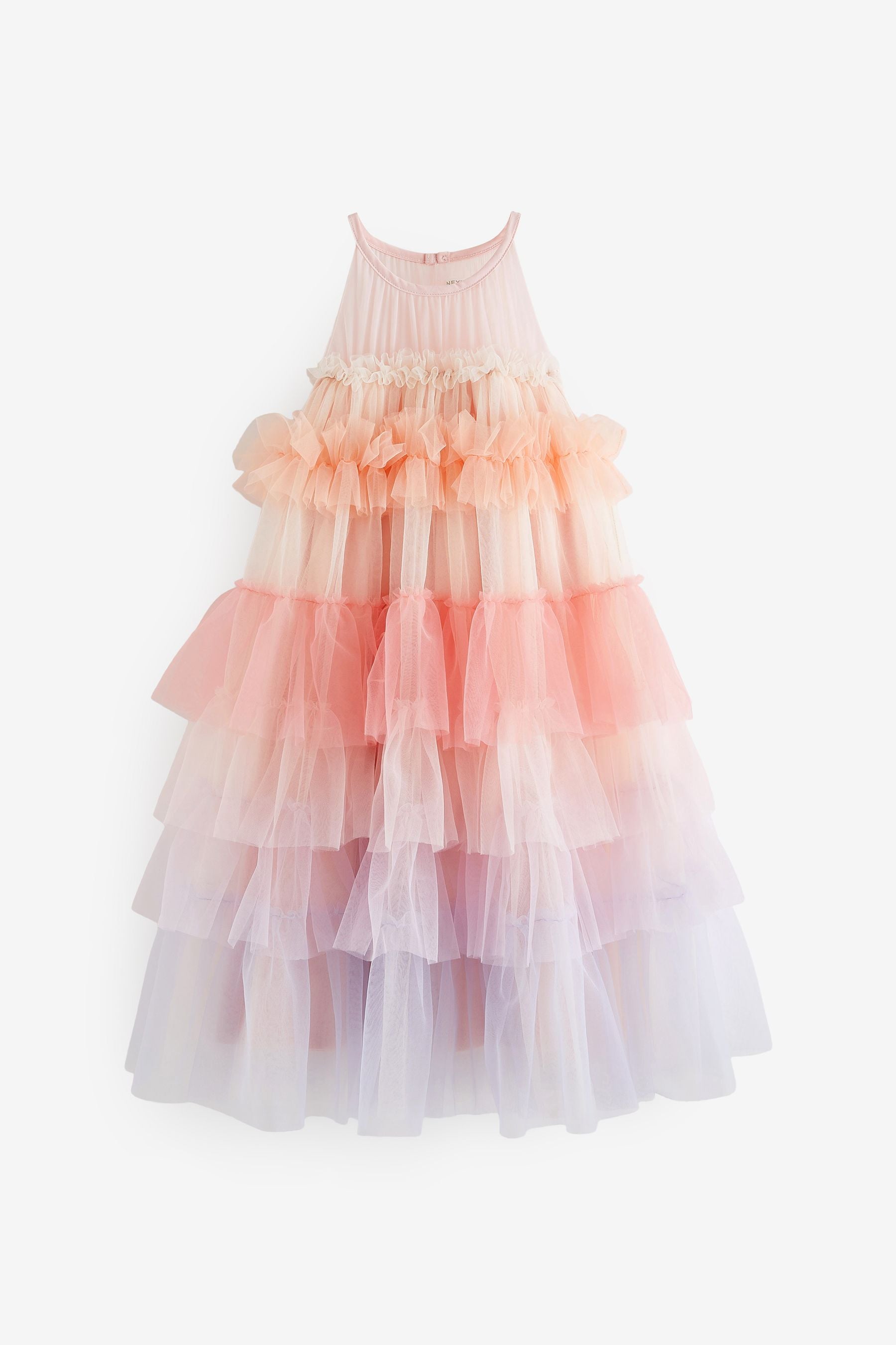 Pink/ Pastel Rainbow Tiered Mesh Party Dress (3-16yrs)