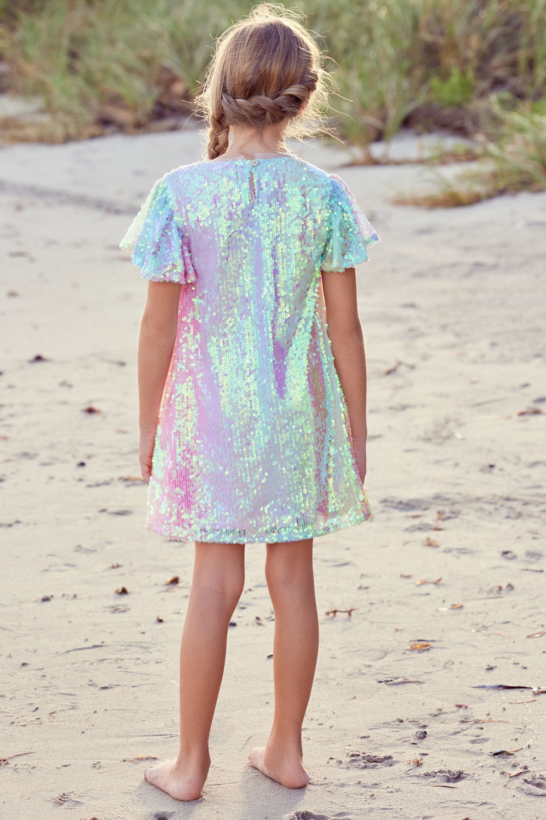 Pink/Blue/Green Rainbow Sequin Sparkle Party Dress (3-16yrs)