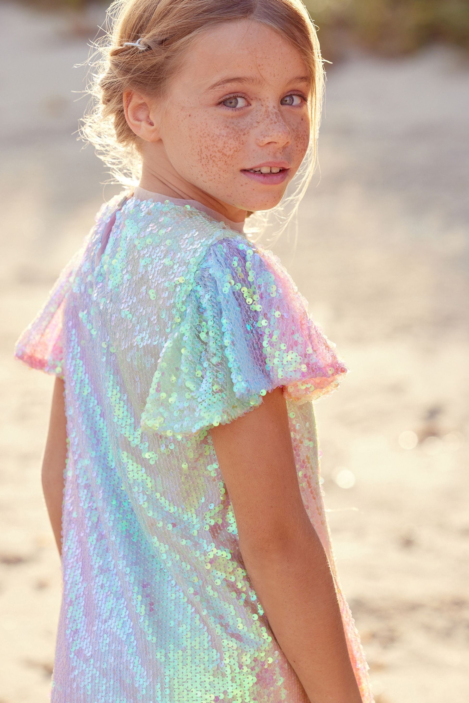 Pink/Blue/Green Rainbow Sequin Sparkle Party Dress (3-16yrs)